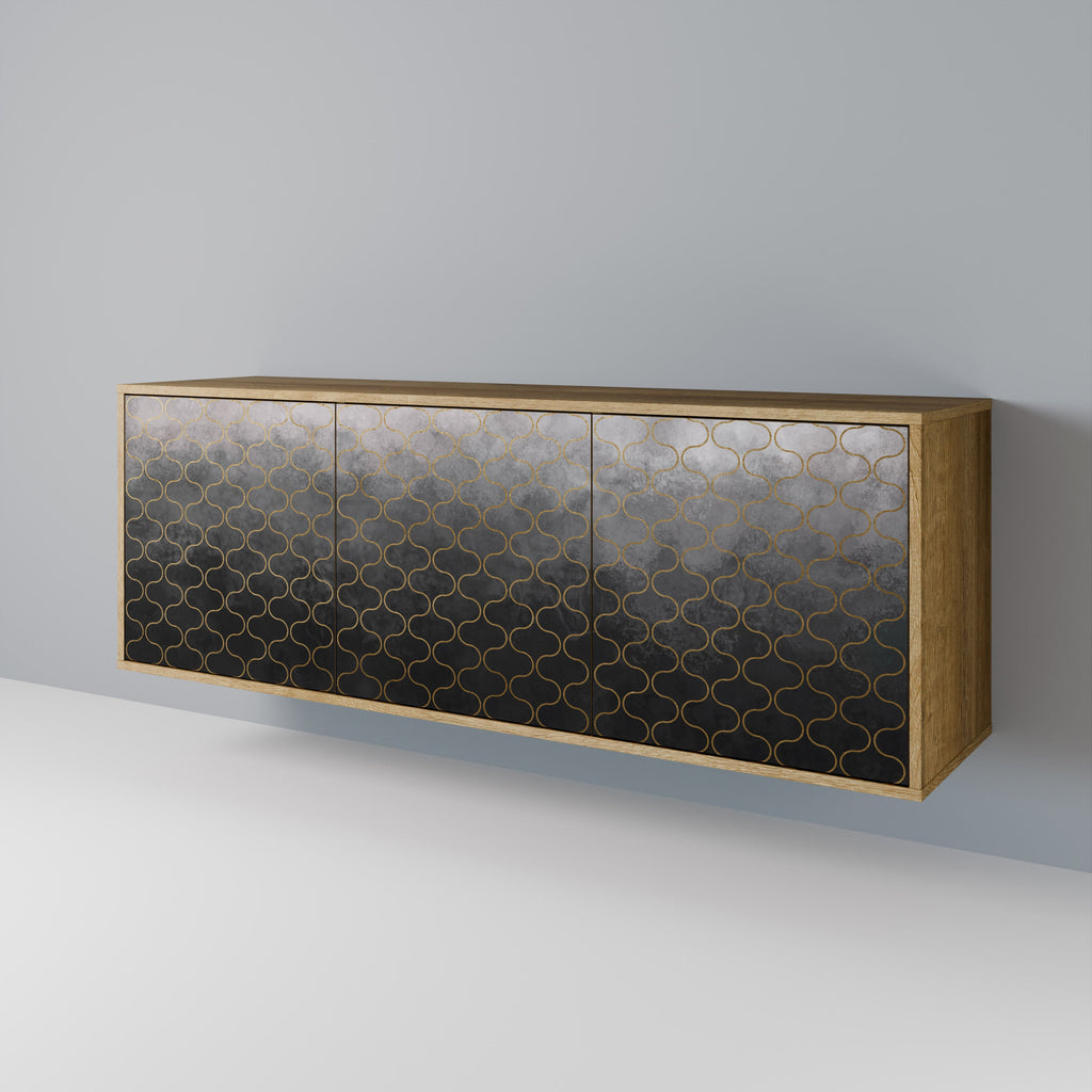 TESSELATED GRAYISH 3-Door Sideboard in Oak Effect
