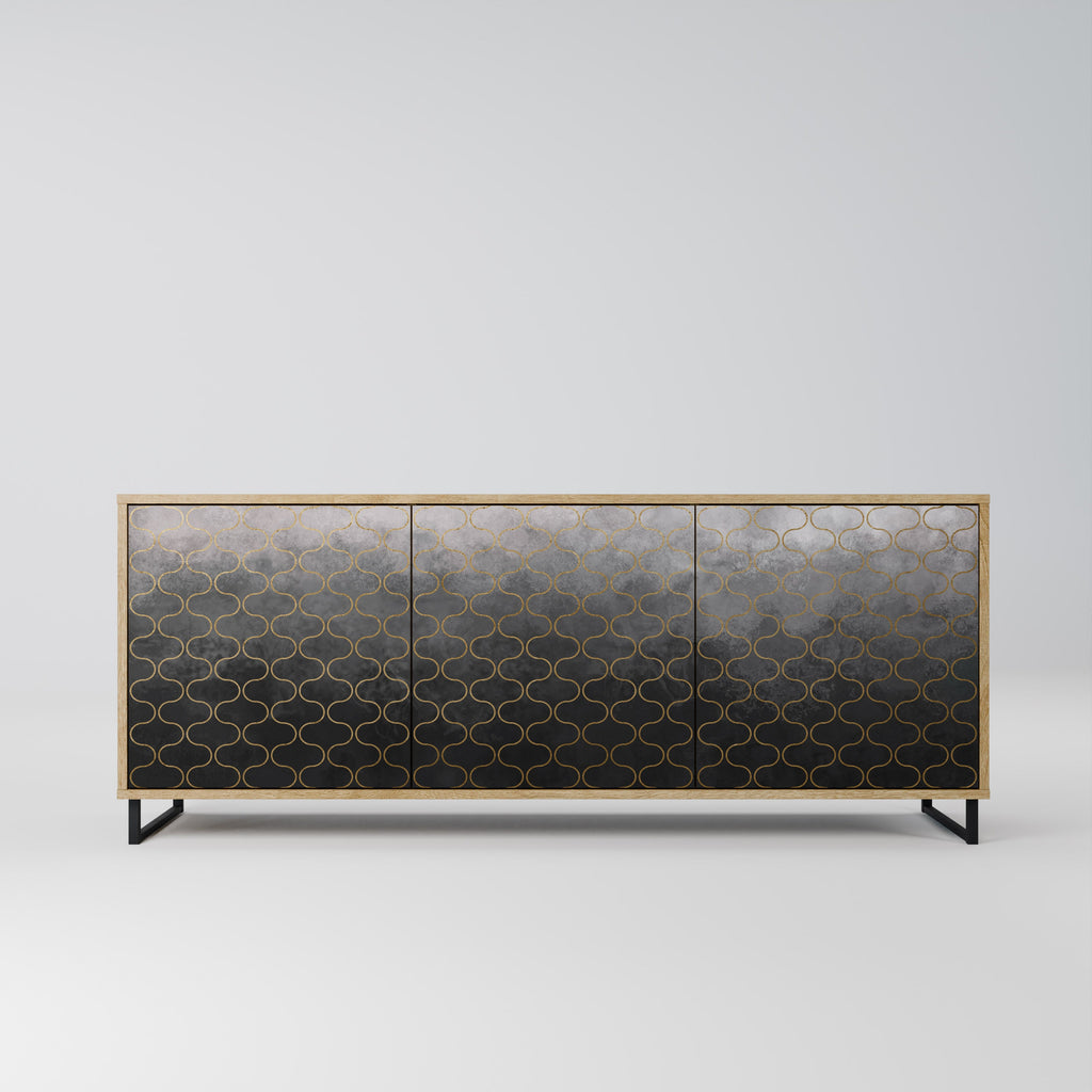 TESSELATED GRAYISH 3-Door Sideboard in Oak Effect