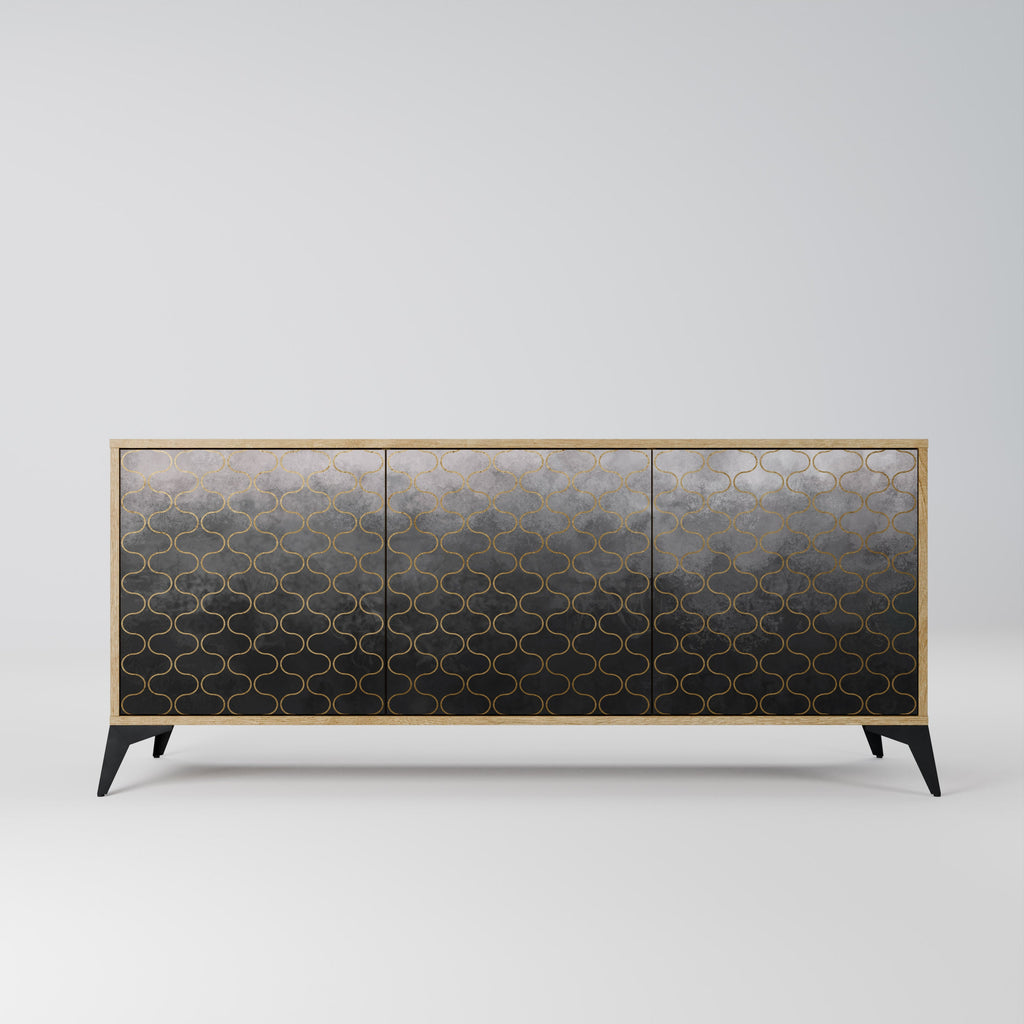 TESSELATED GRAYISH 3-Door Sideboard in Oak Effect