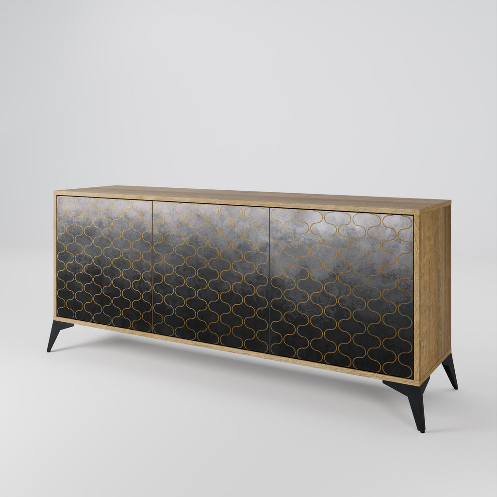 TESSELATED GRAYISH 3-Door Sideboard in Oak Effect