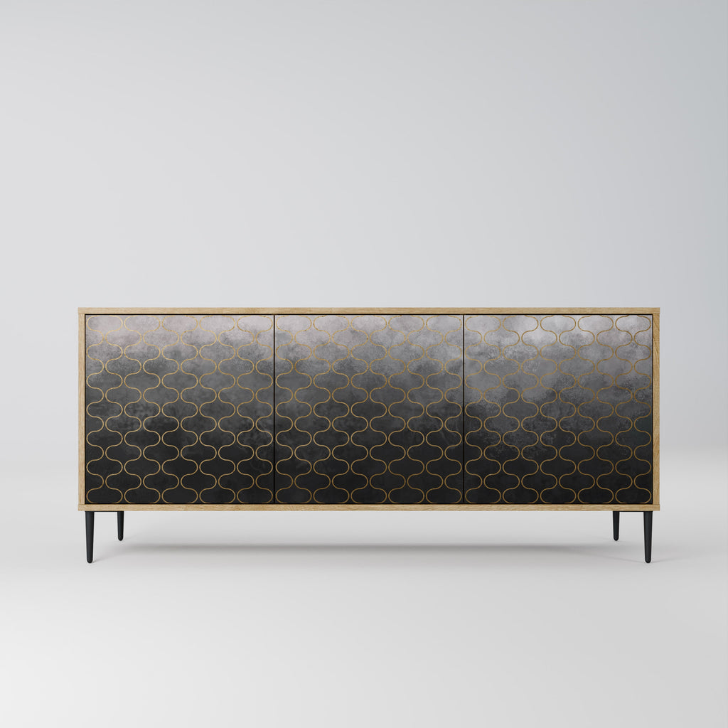 TESSELATED GRAYISH 3-Door Sideboard in Oak Effect