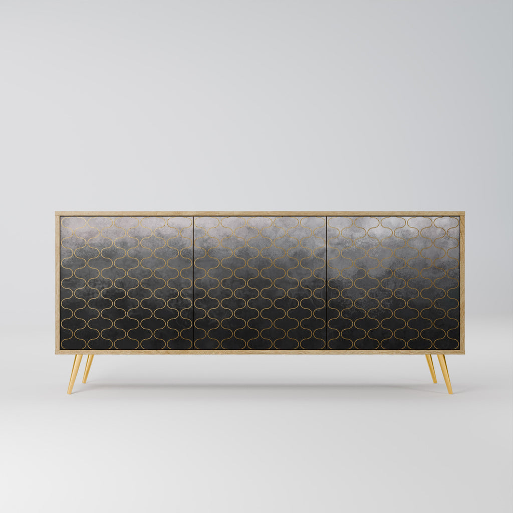 TESSELATED GRAYISH 3-Door Sideboard in Oak Effect