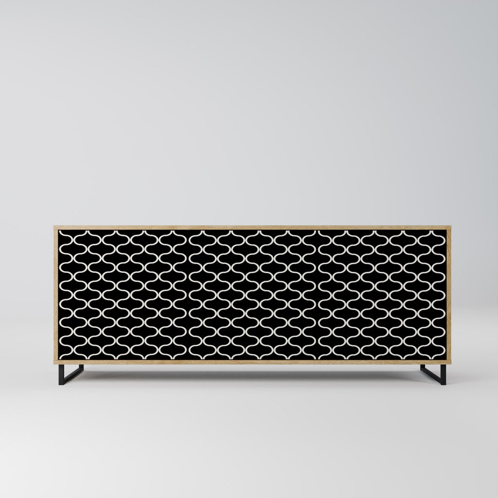 TESSELATED BLACKNESS 3-Door Sideboard in Oak Effect