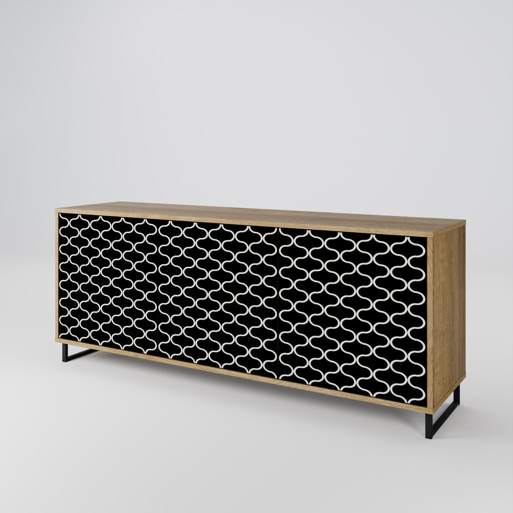 TESSELATED BLACKNESS 3-Door Sideboard in Oak Effect