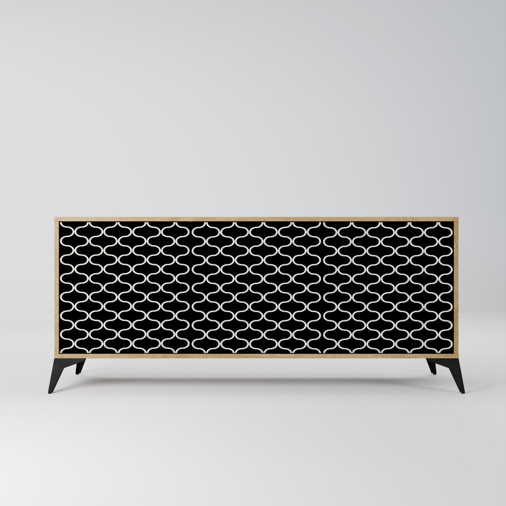 TESSELATED BLACKNESS 3-Door Sideboard in Oak Effect