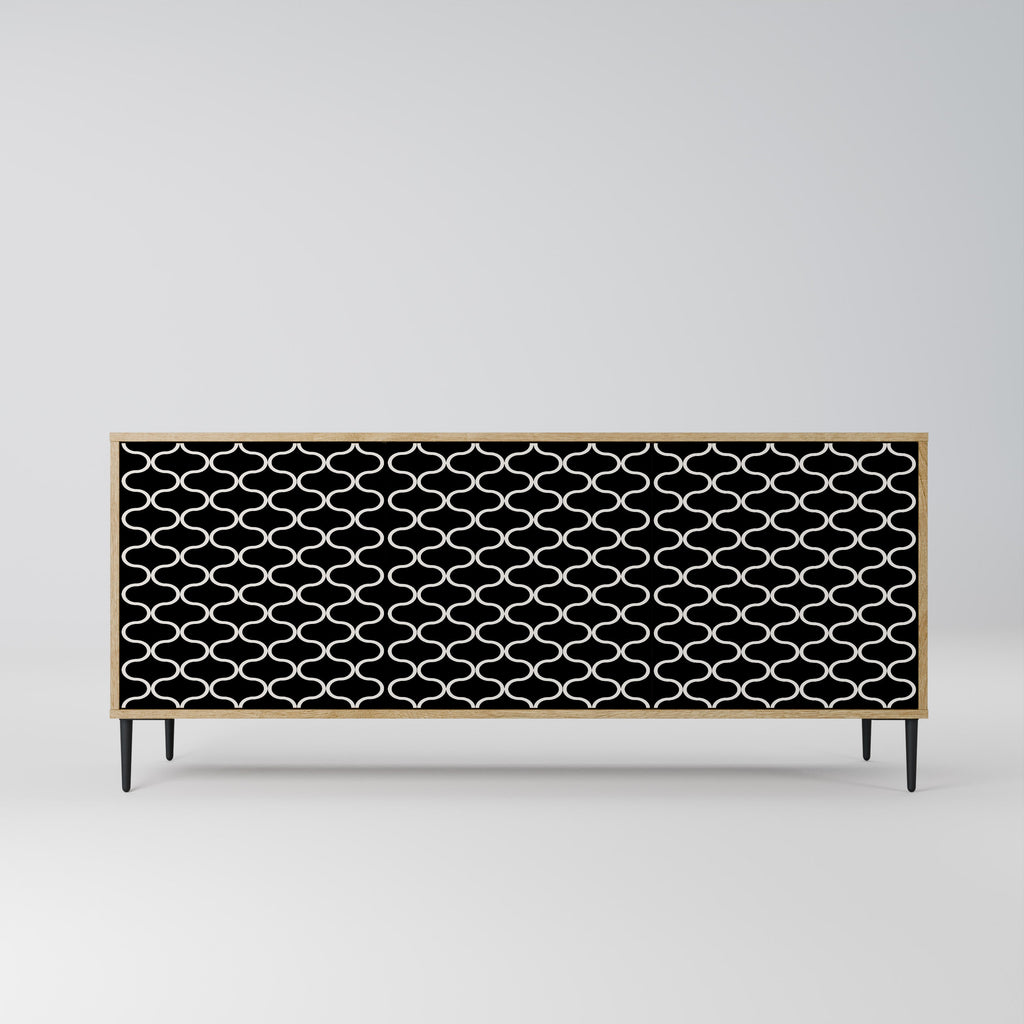 TESSELATED BLACKNESS 3-Door Sideboard in Oak Effect