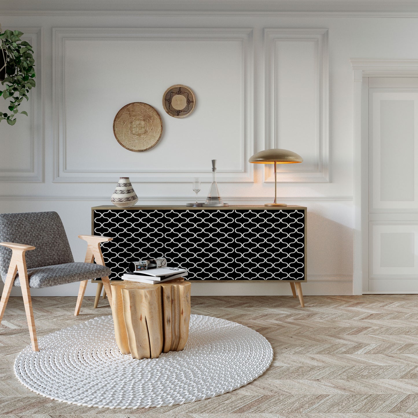 TESSELATED BLACKNESS 3-Door Sideboard