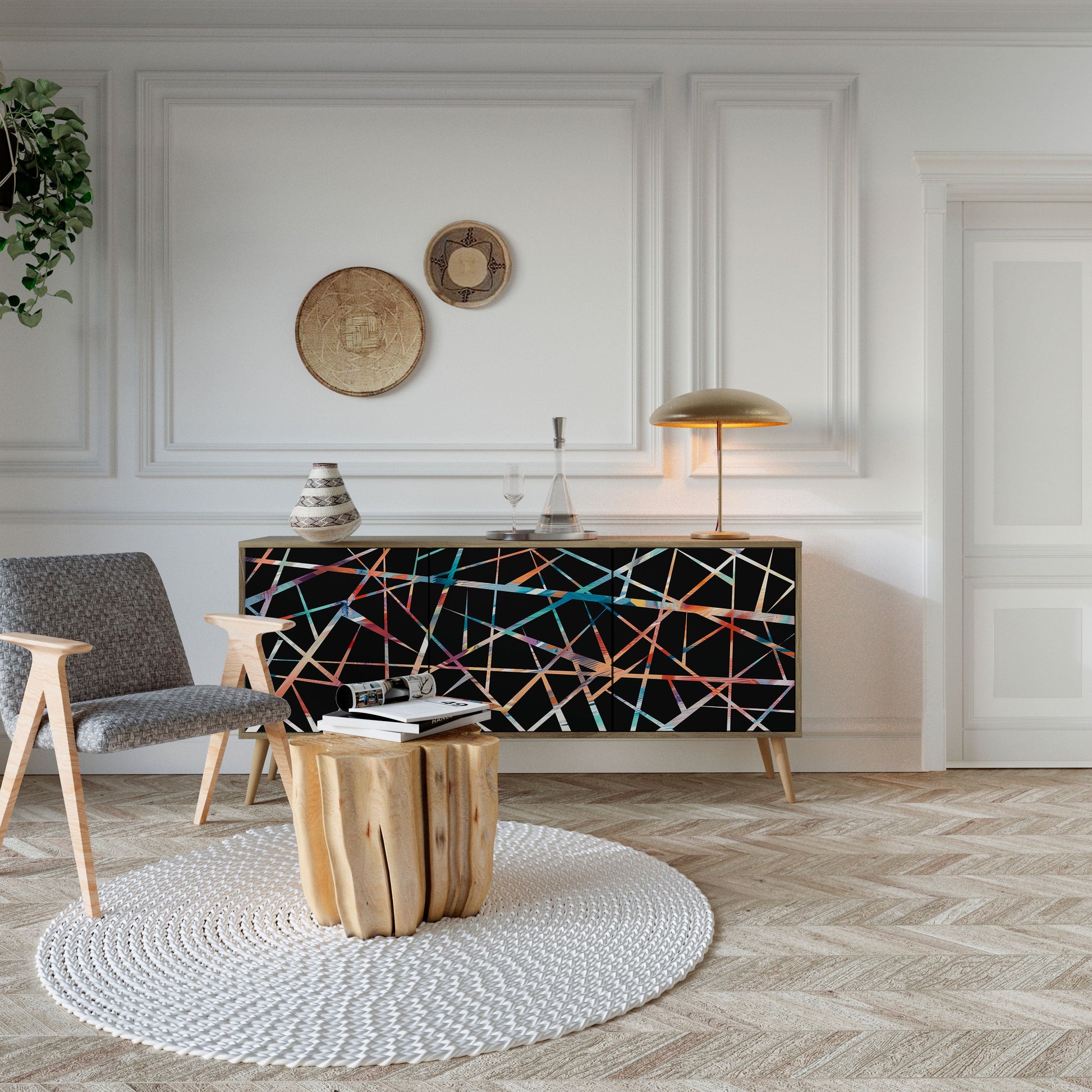 Buffet 3 portes POLYGON VERVE effet chêne