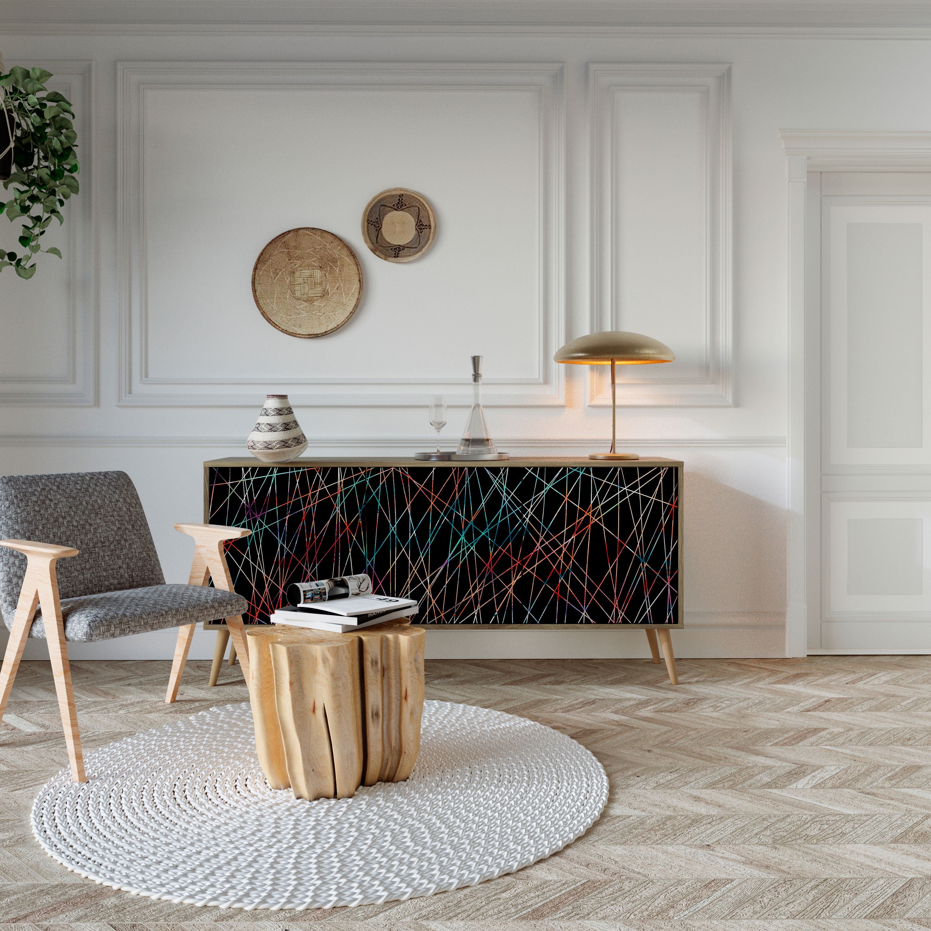 Buffet 3 portes LUMINOUS SNARE effet chêne