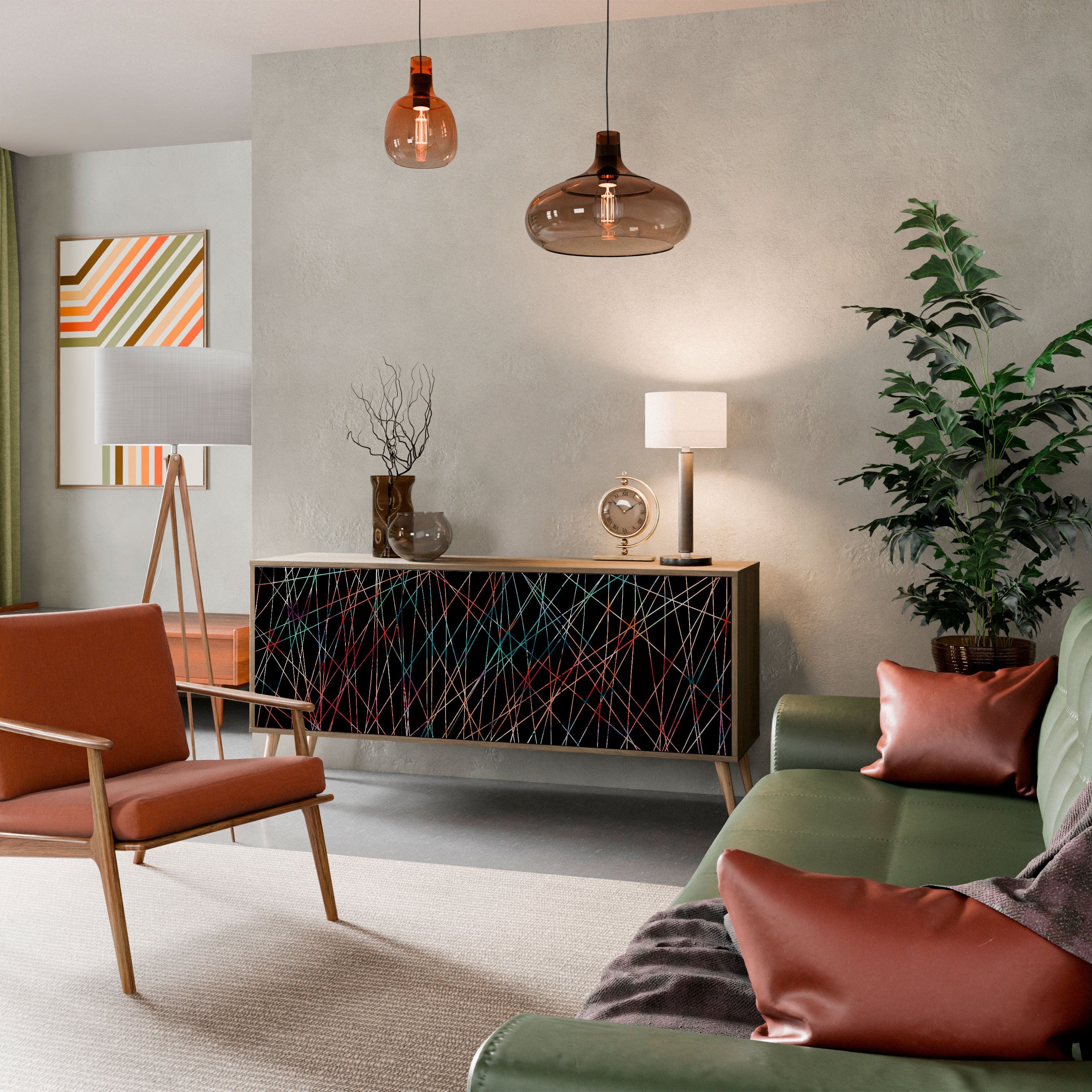 Buffet 3 portes LUMINOUS SNARE effet chêne