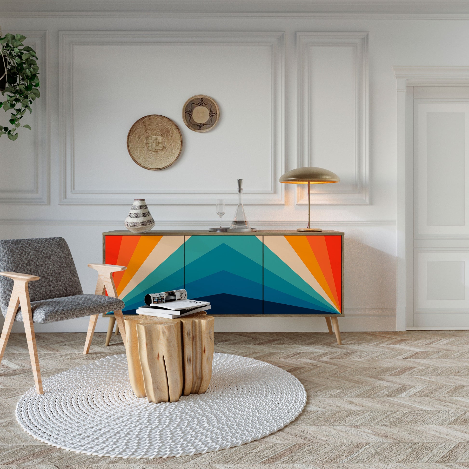 Buffet 3 portes PRISM CONCUSSION effet chêne