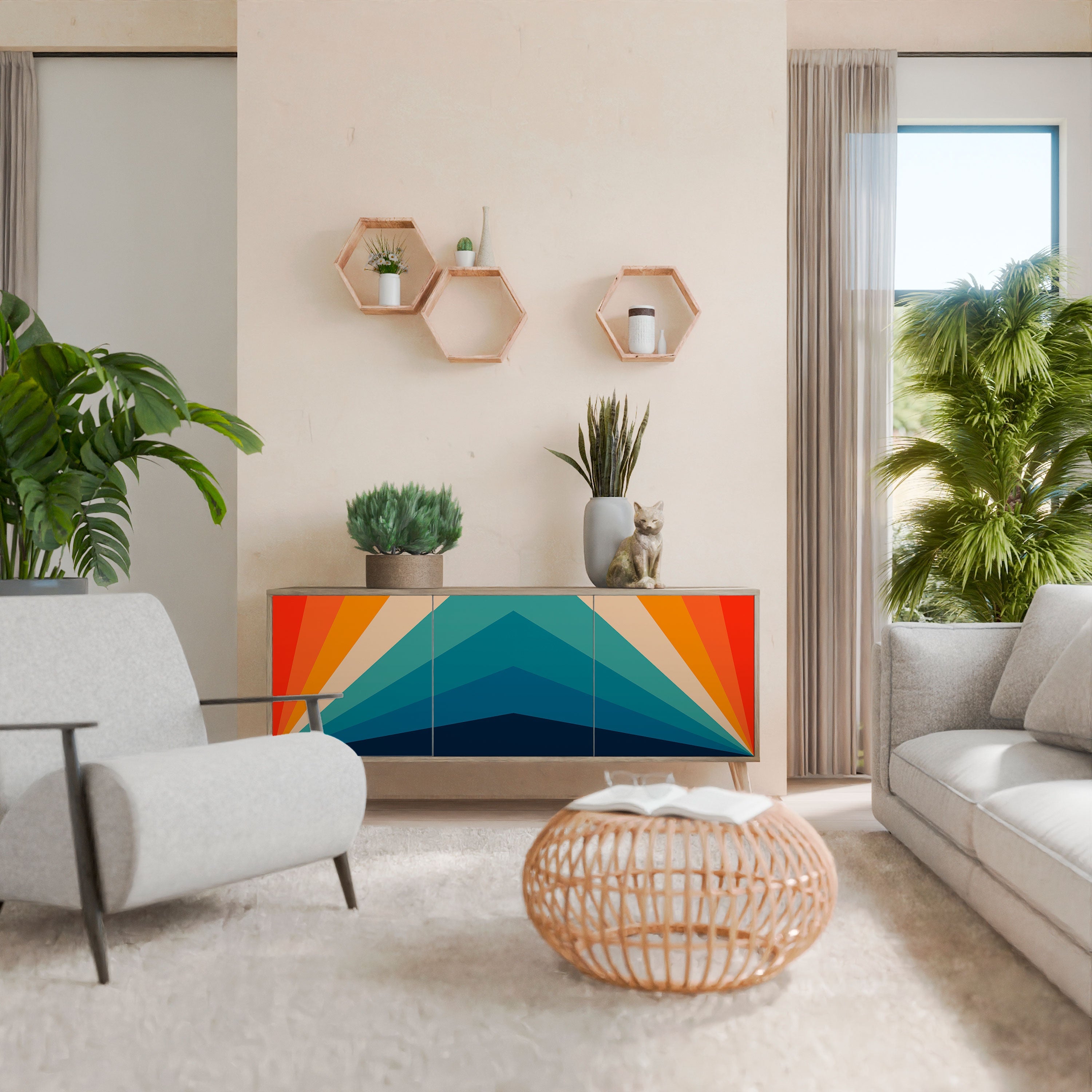 Buffet 3 portes PRISM CONCUSSION effet chêne