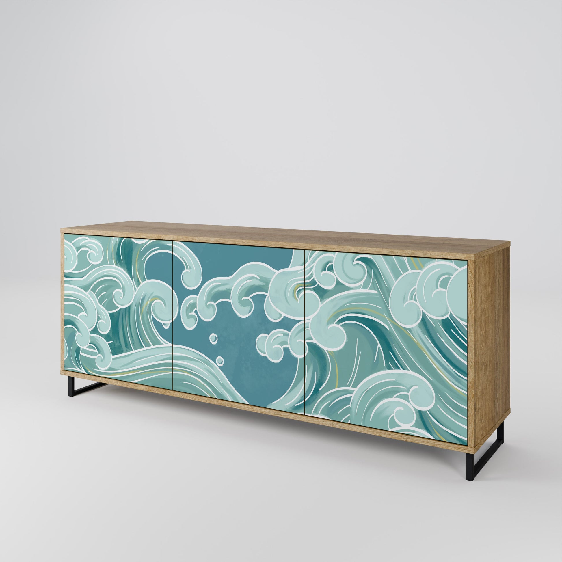 Buffet 3 portes ASIAN SWAY effet chêne