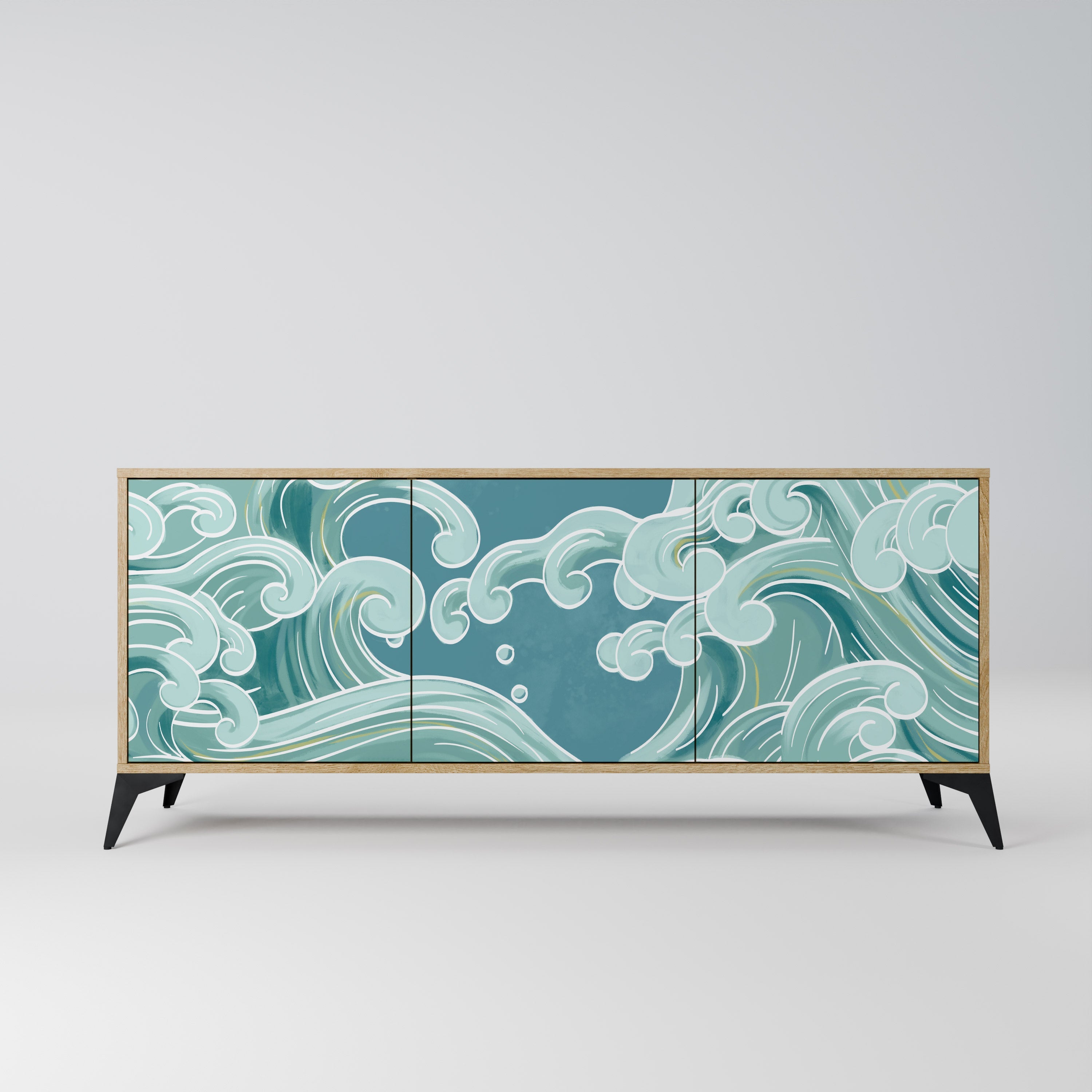 Buffet 3 portes ASIAN SWAY effet chêne