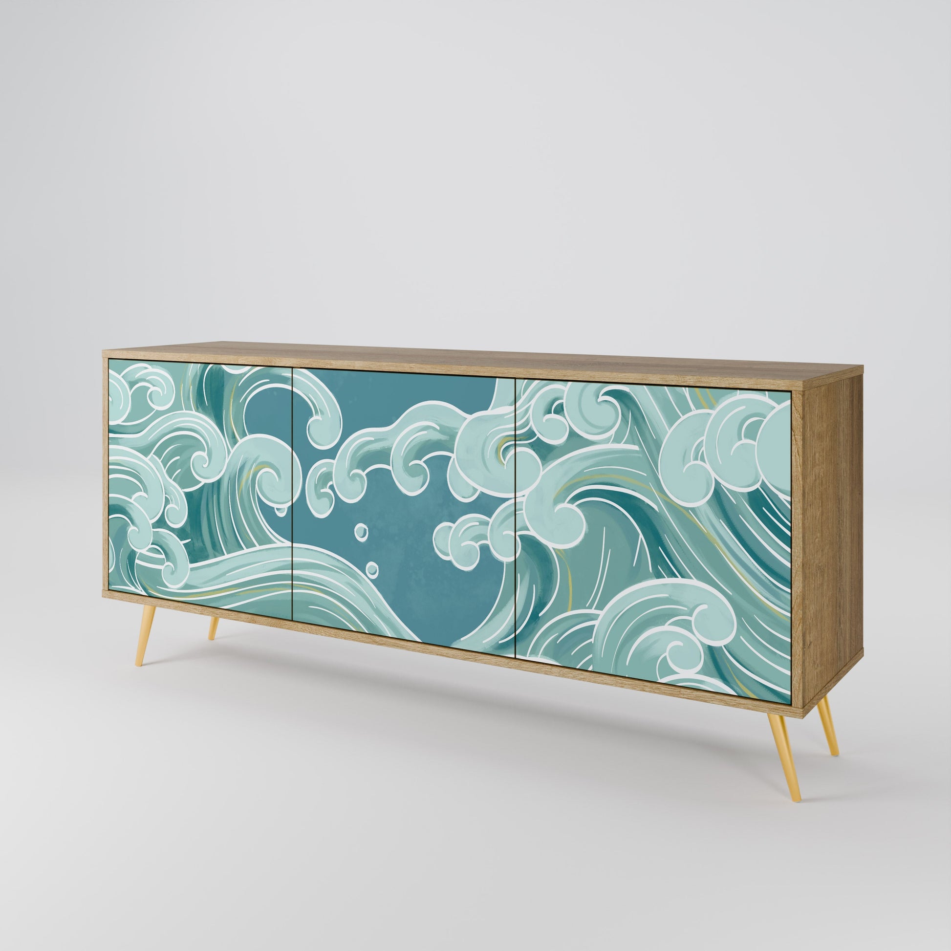 Buffet 3 portes ASIAN SWAY effet chêne