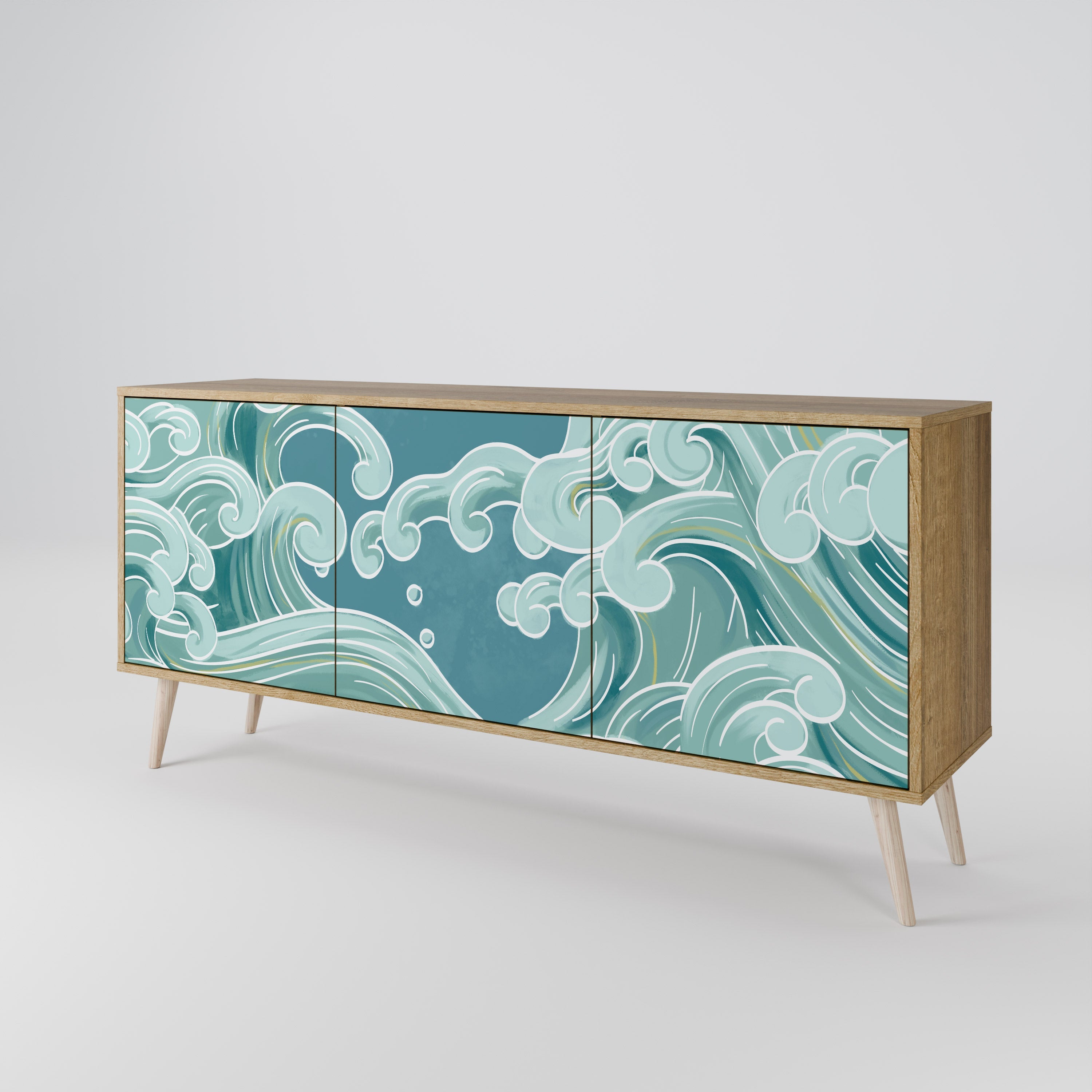 Buffet 3 portes ASIAN SWAY effet chêne