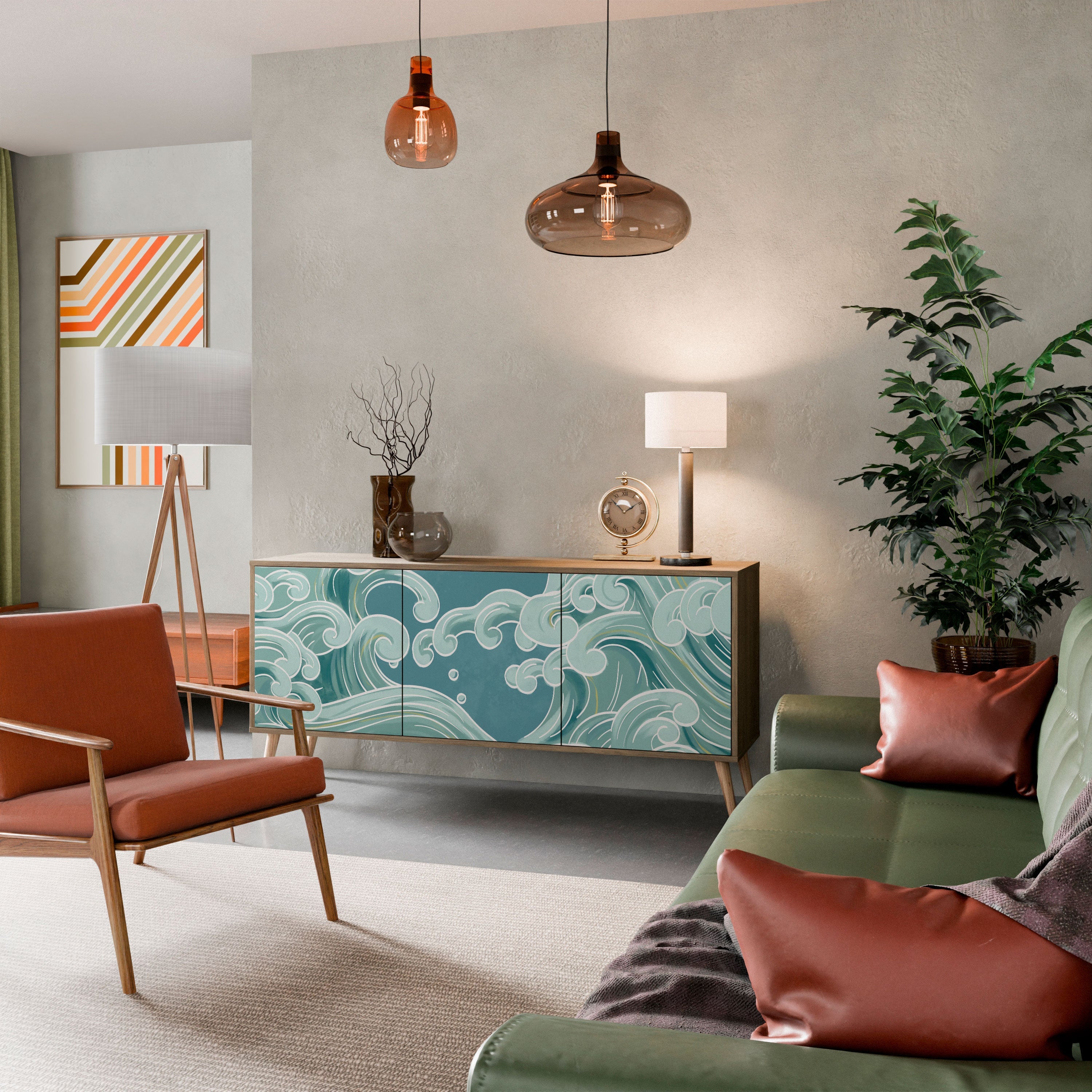 Buffet 3 portes ASIAN SWAY effet chêne