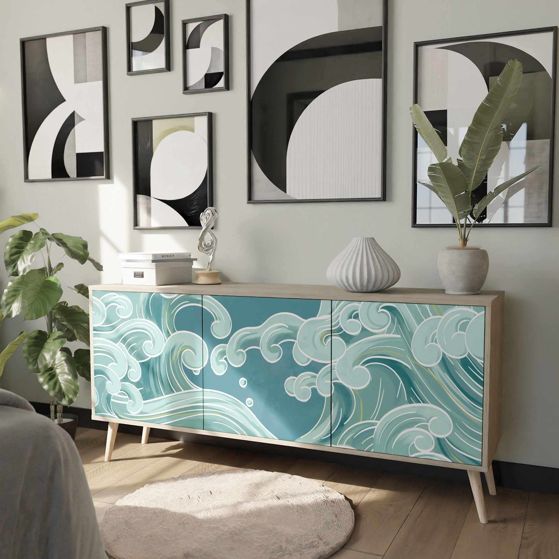 Buffet 3 portes ASIAN SWAY effet chêne