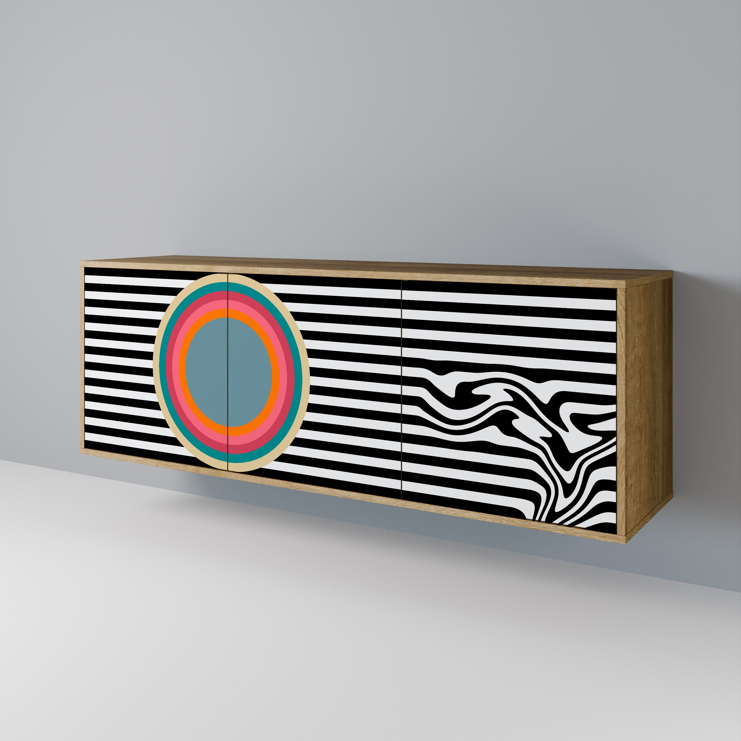 Buffet 3 portes SPECTRA SHOWCASE effet chêne