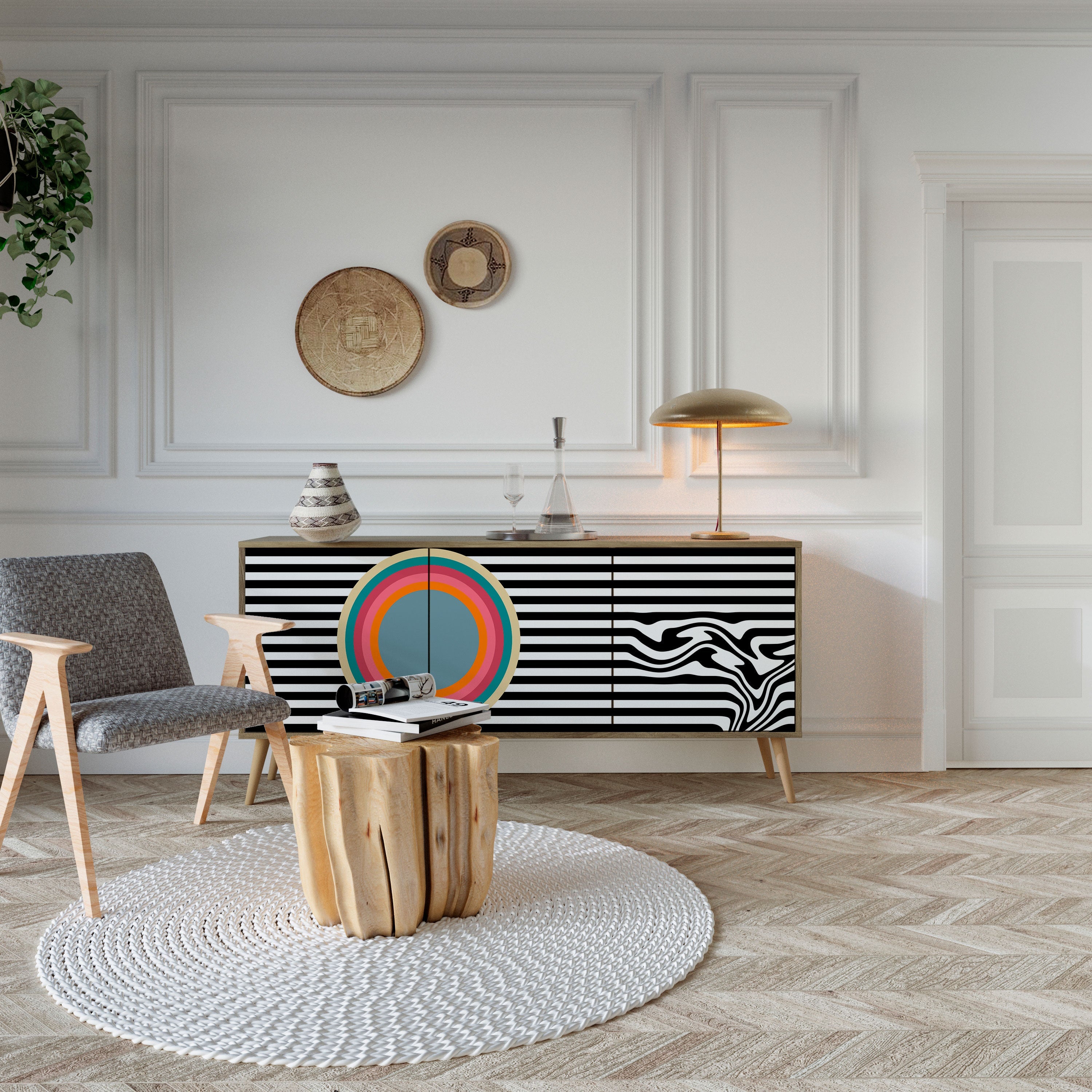 Buffet 3 portes SPECTRA SHOWCASE effet chêne