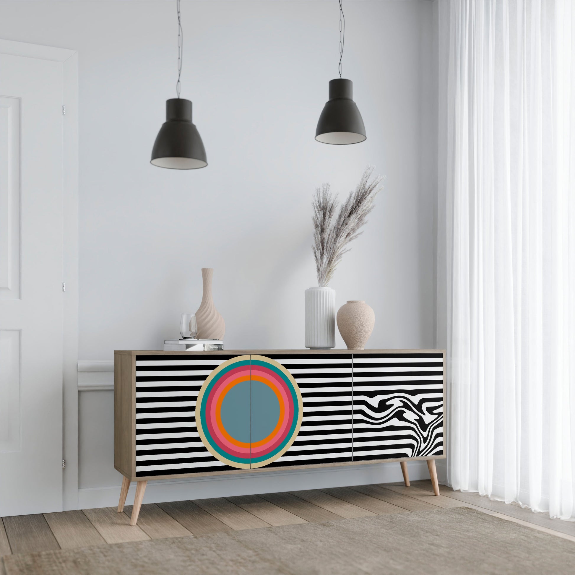 Buffet 3 portes SPECTRA SHOWCASE effet chêne