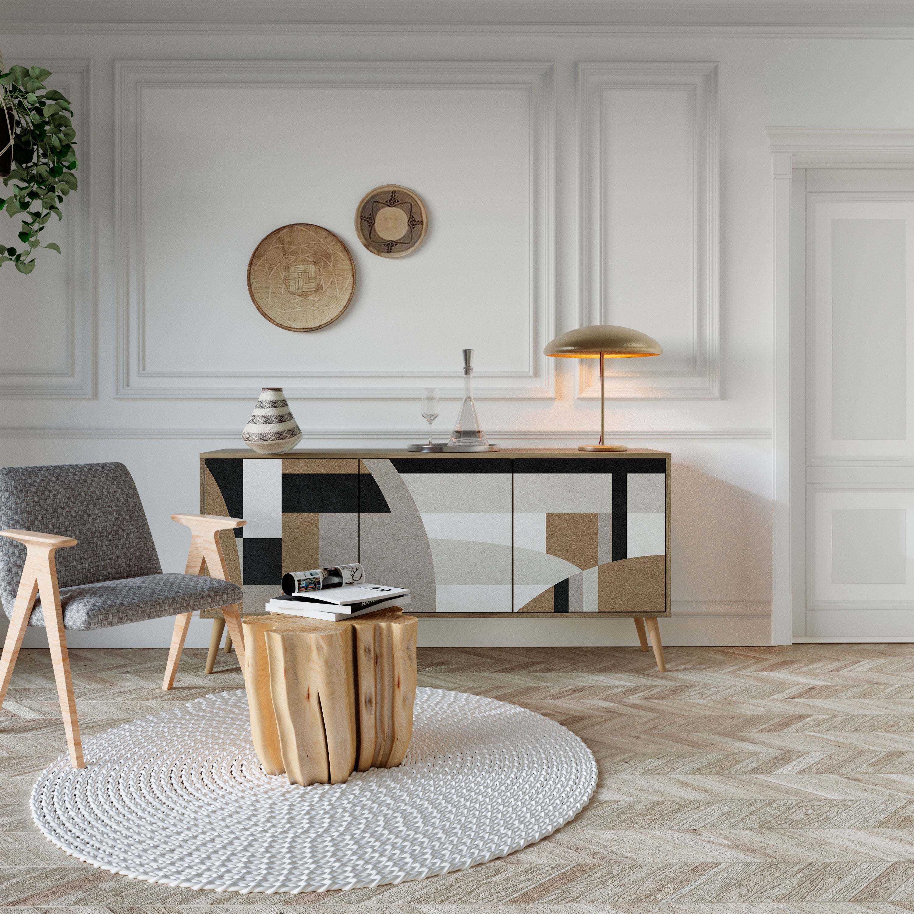 Buffet 3 portes DELICATE MEMENTO effet chêne