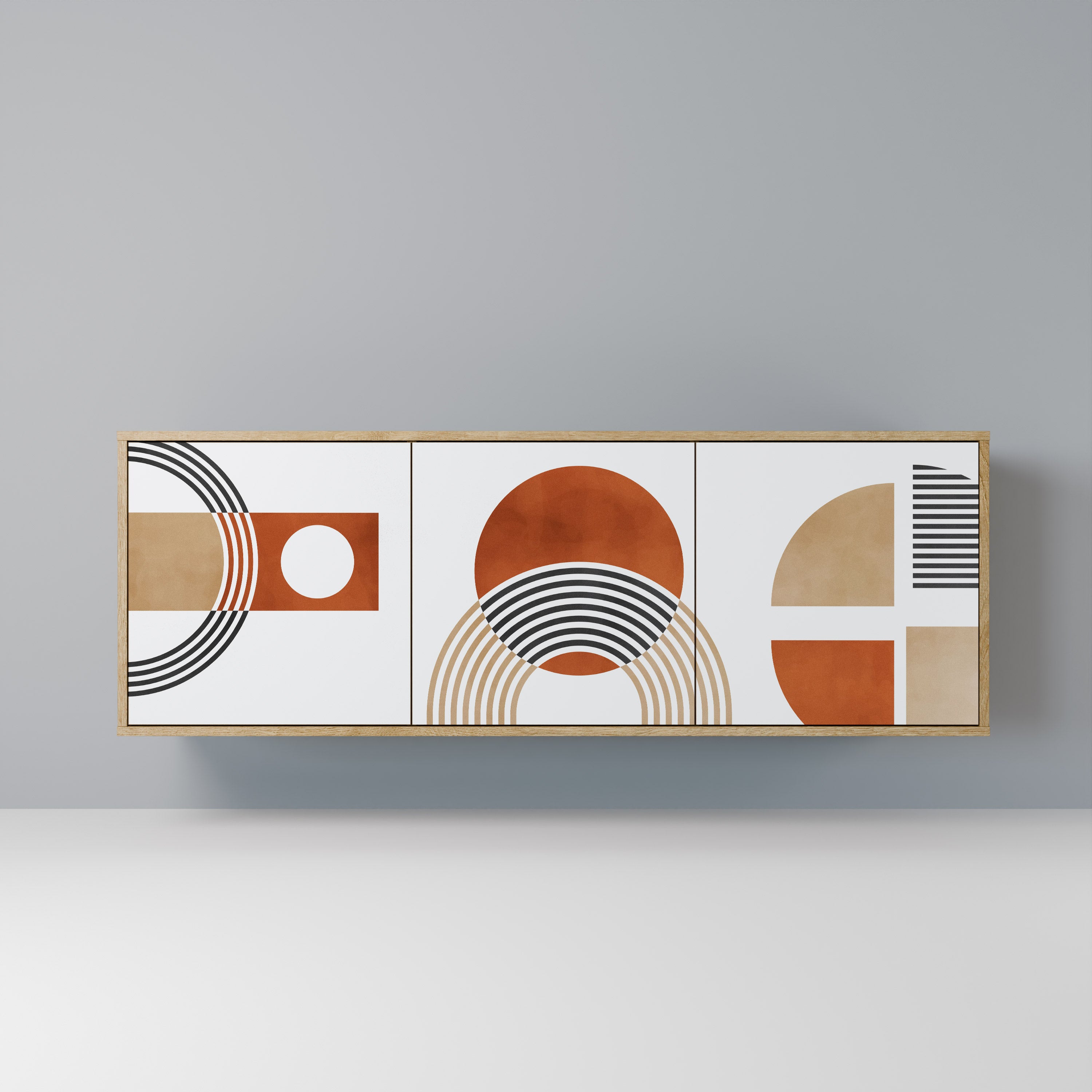 Buffet 3 portes CIRCLE RHYTM effet chêne