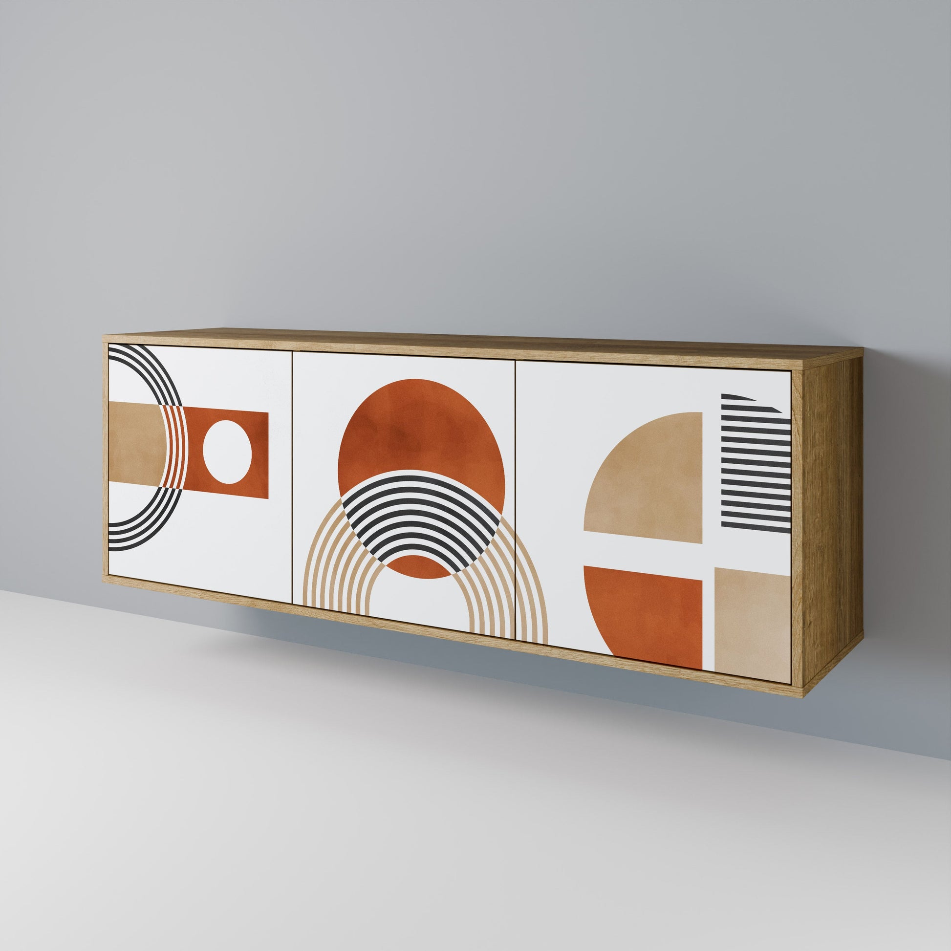 Buffet 3 portes CIRCLE RHYTM effet chêne