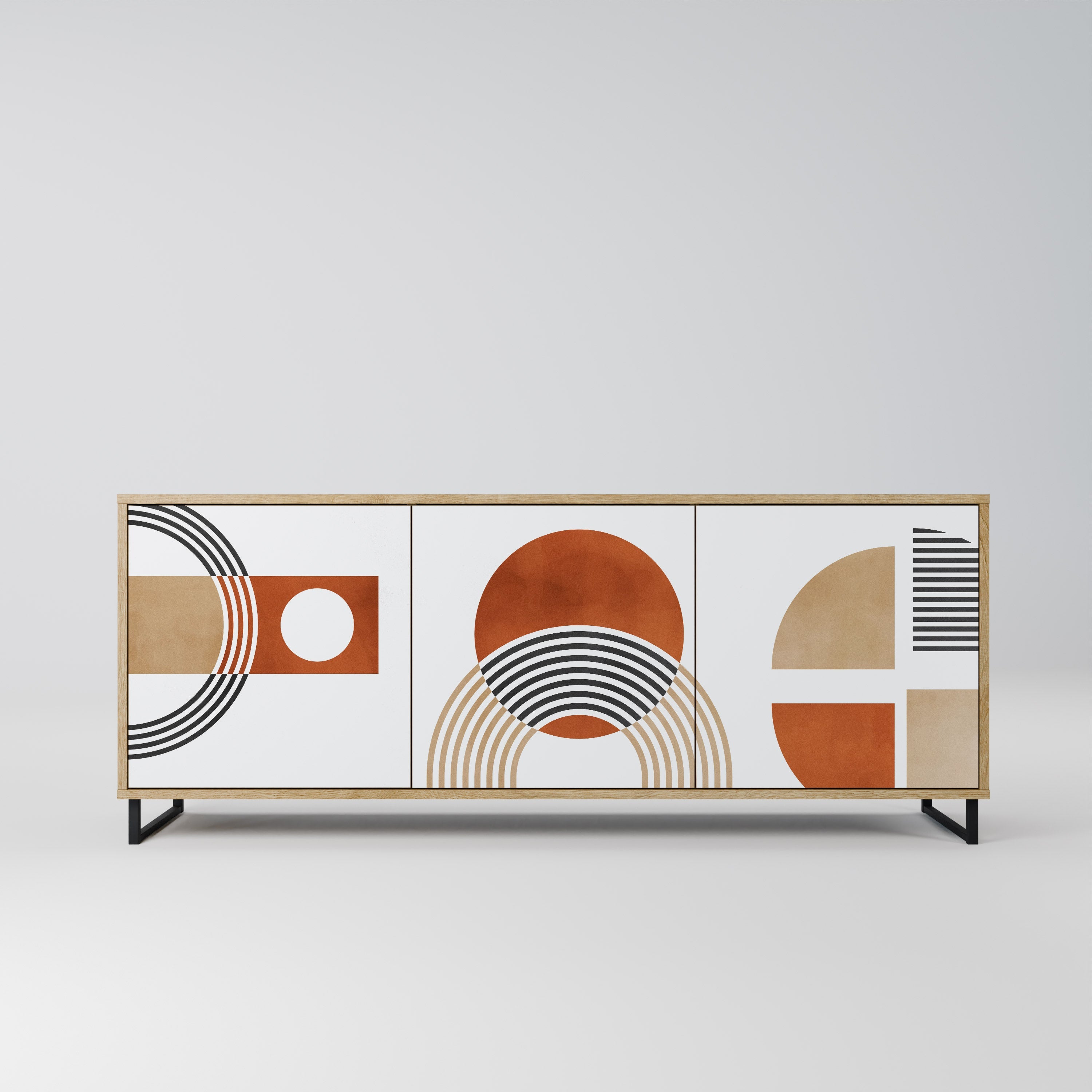 Buffet 3 portes CIRCLE RHYTM effet chêne