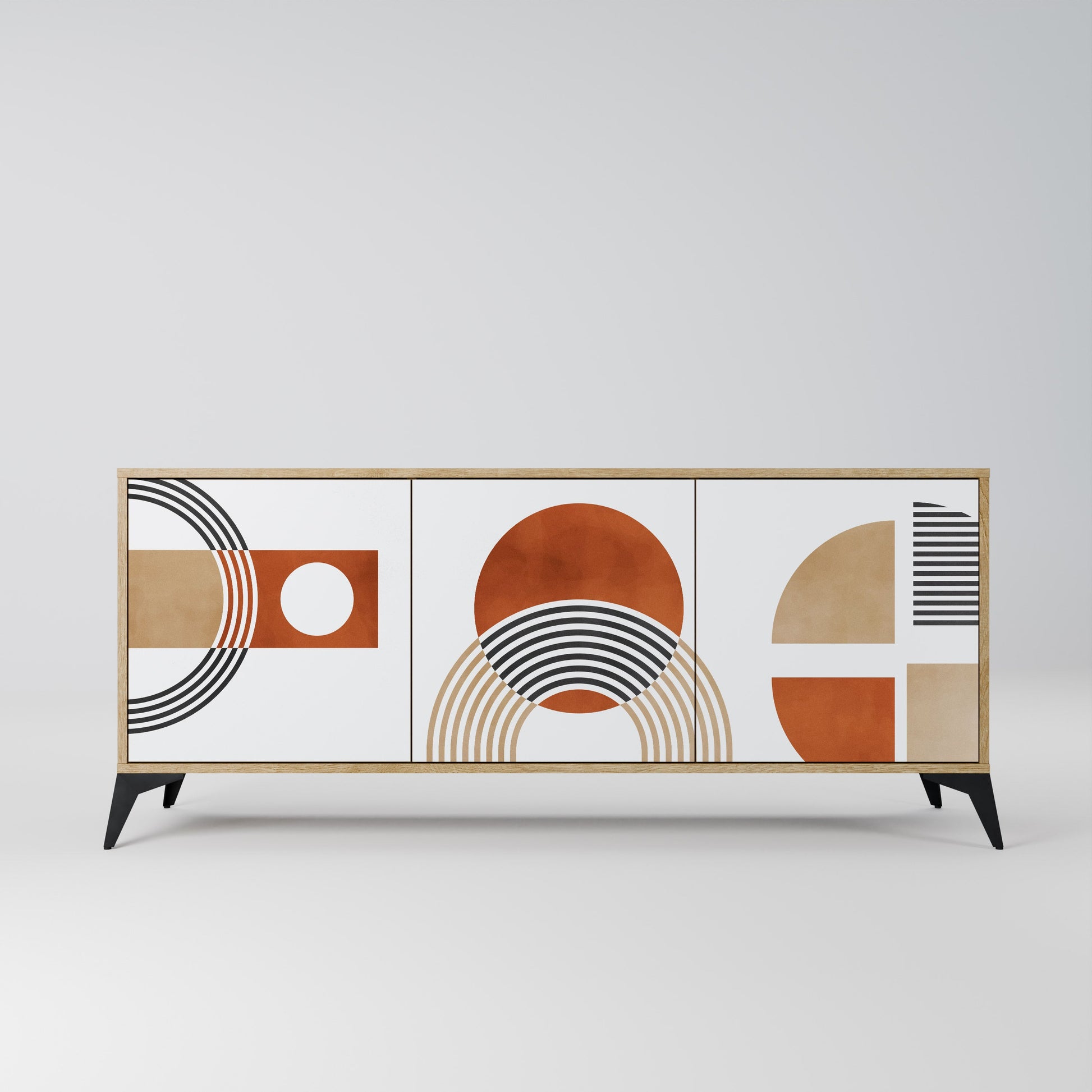 Buffet 3 portes CIRCLE RHYTM effet chêne