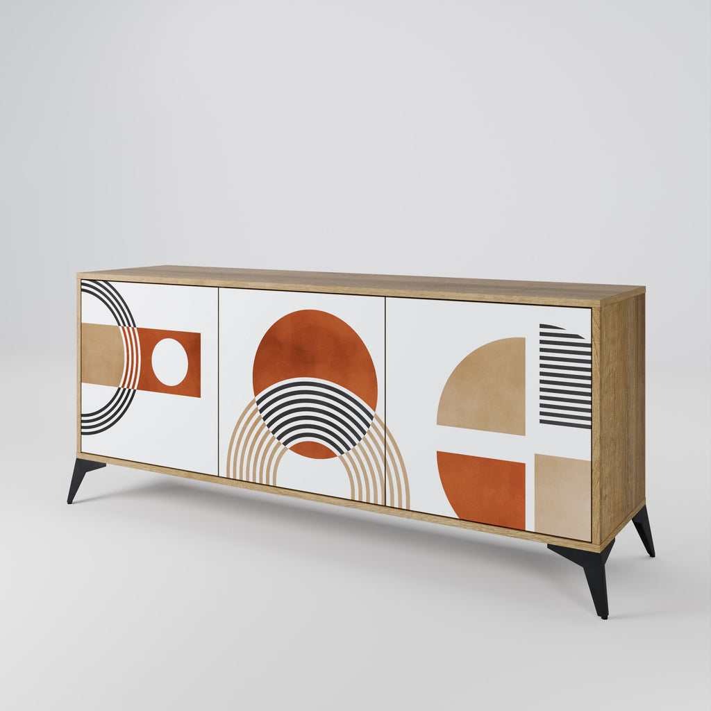 Buffet 3 portes CIRCLE RHYTM effet chêne