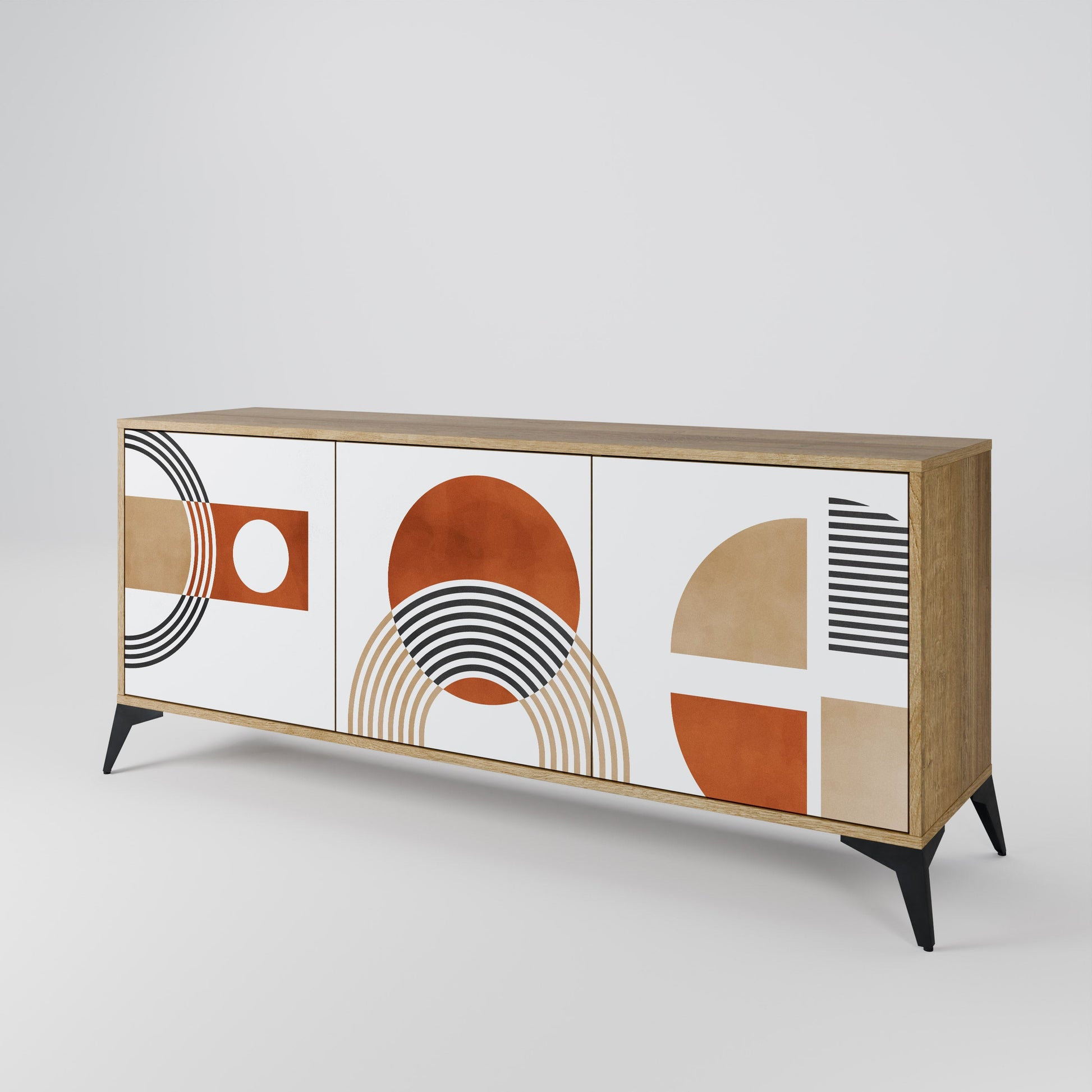Buffet 3 portes CIRCLE RHYTM effet chêne