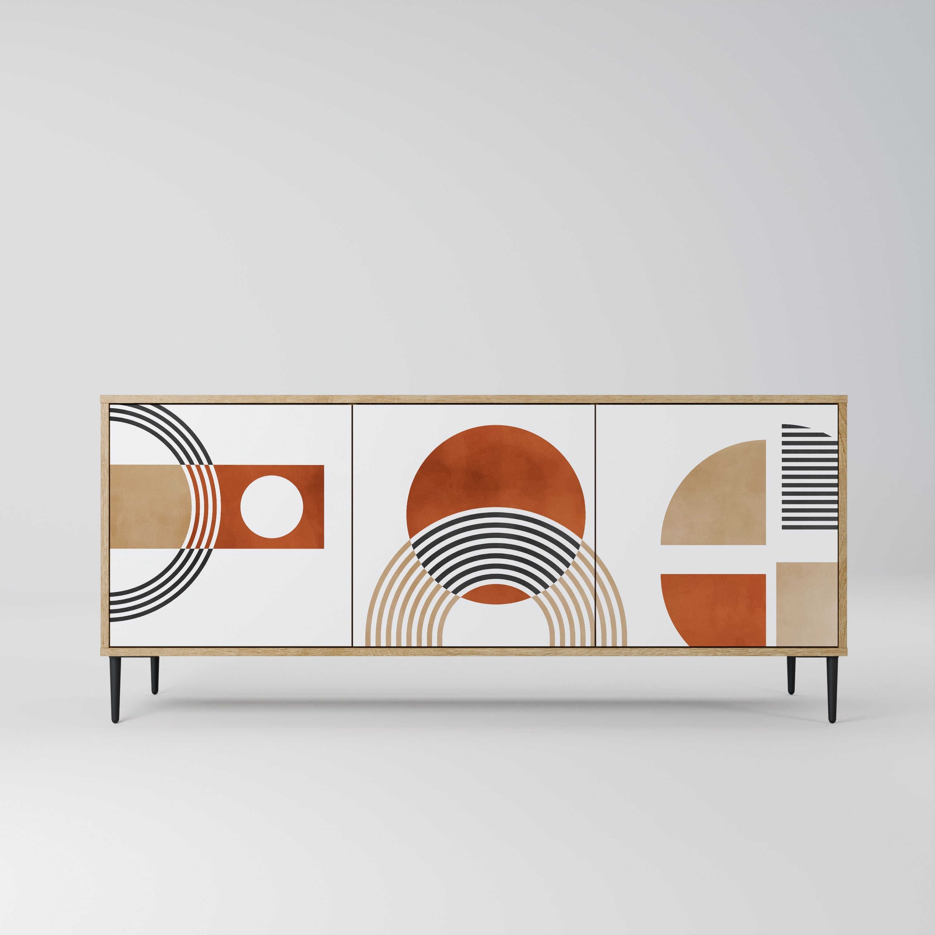 Buffet 3 portes CIRCLE RHYTM effet chêne