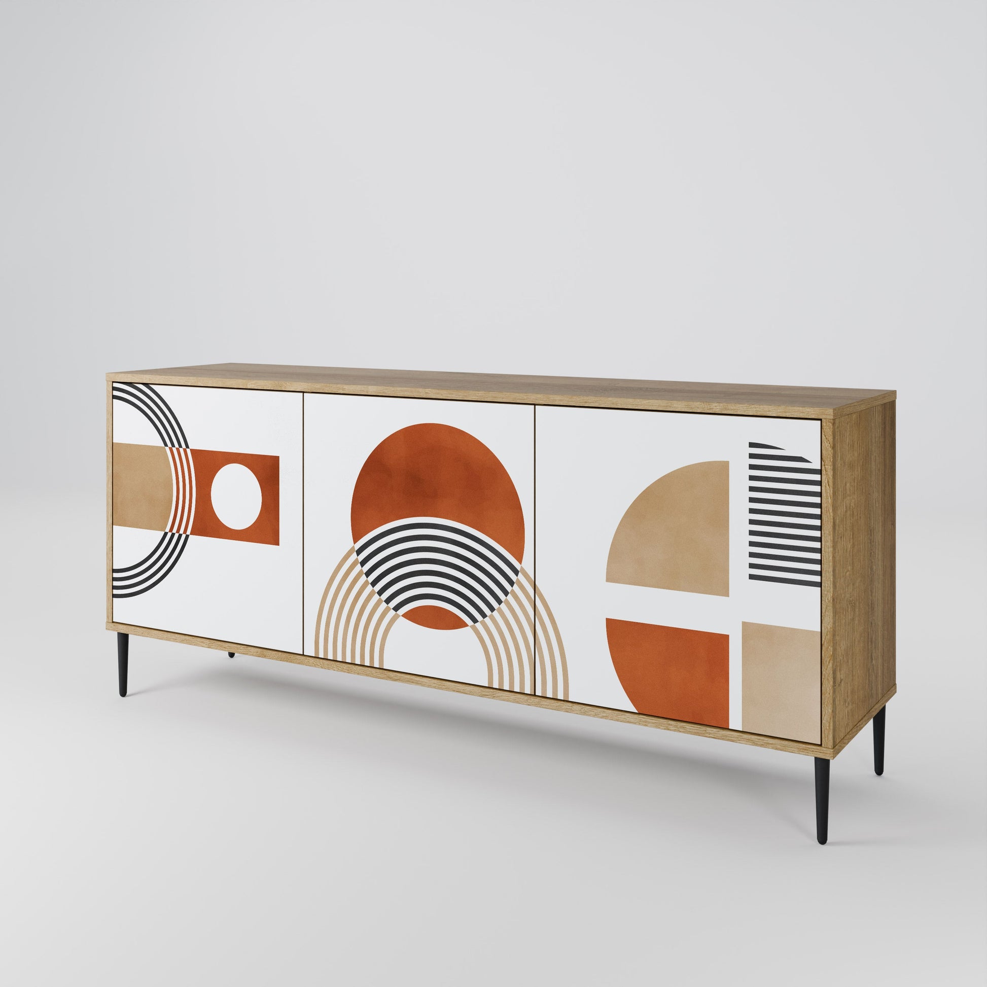 Buffet 3 portes CIRCLE RHYTM effet chêne
