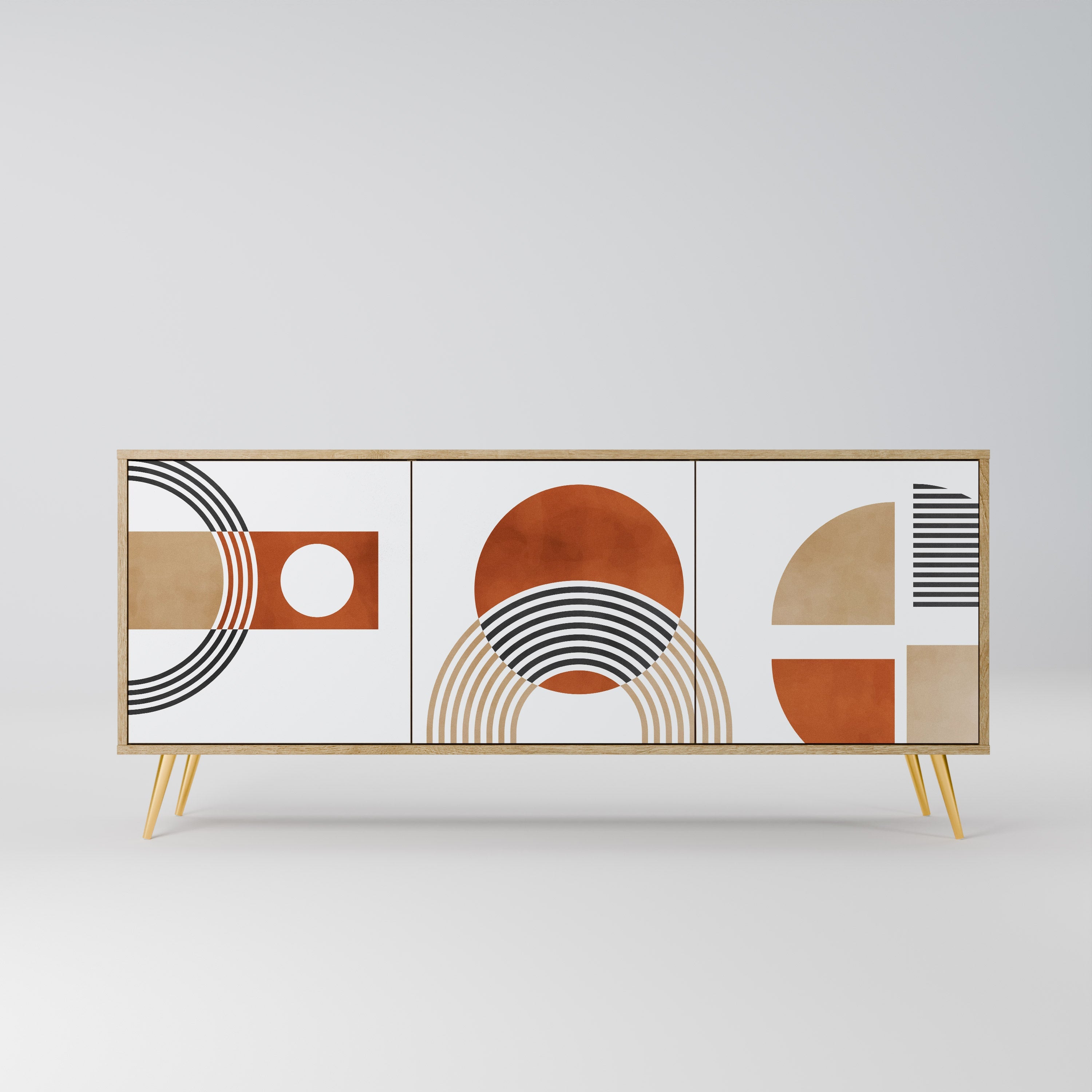 Buffet 3 portes CIRCLE RHYTM effet chêne