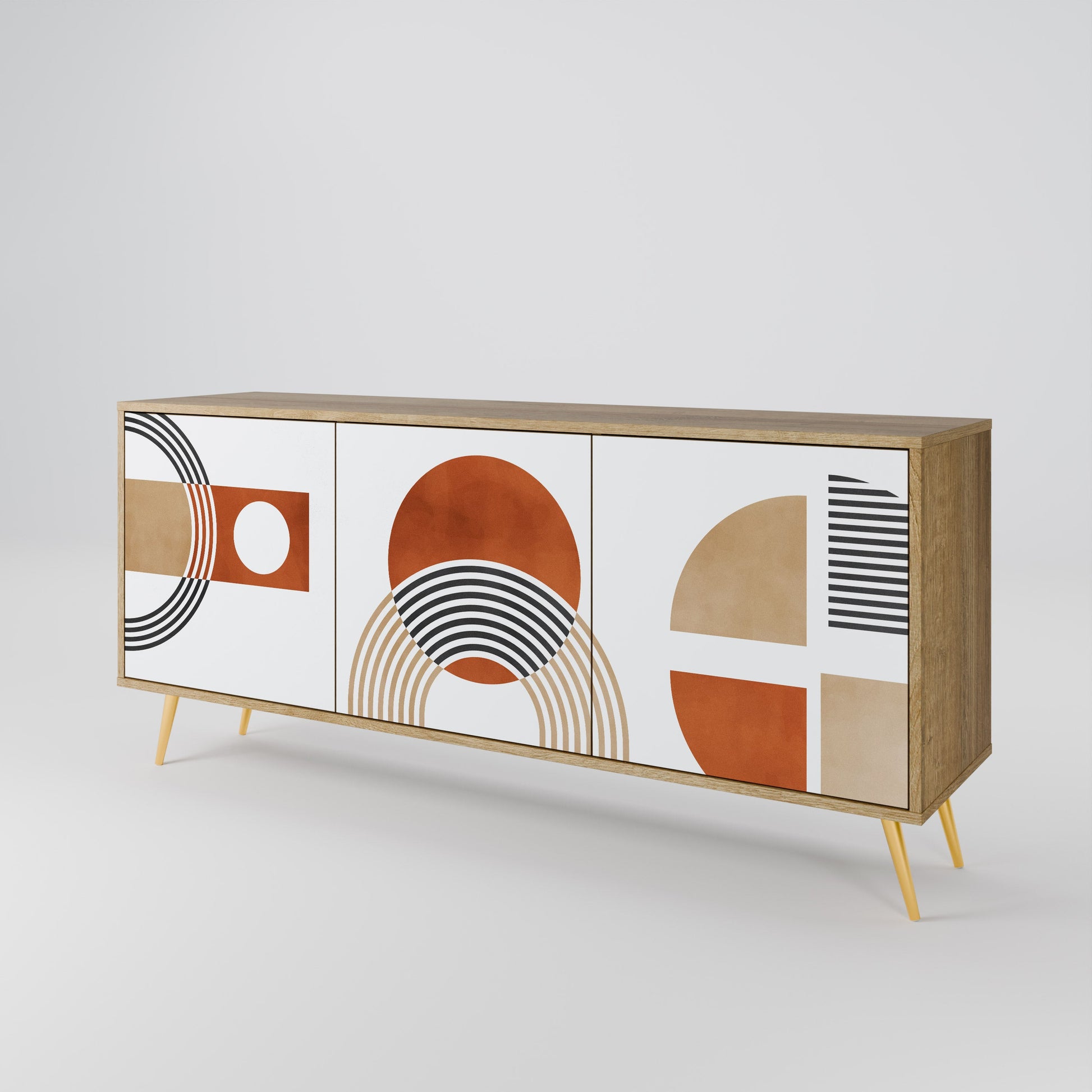 Buffet 3 portes CIRCLE RHYTM effet chêne