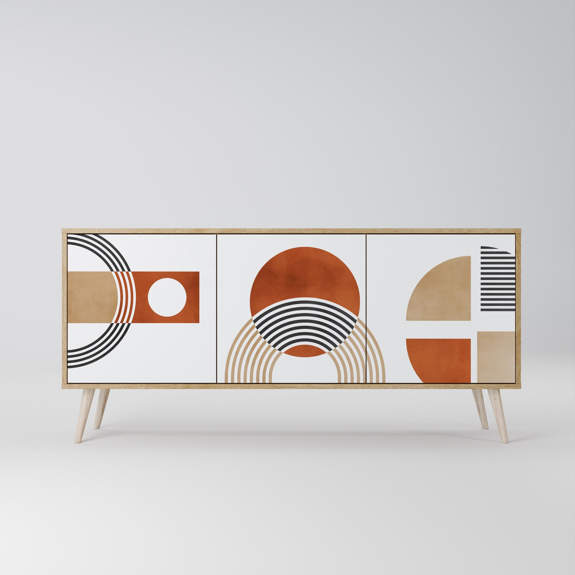 Buffet 3 portes CIRCLE RHYTM effet chêne