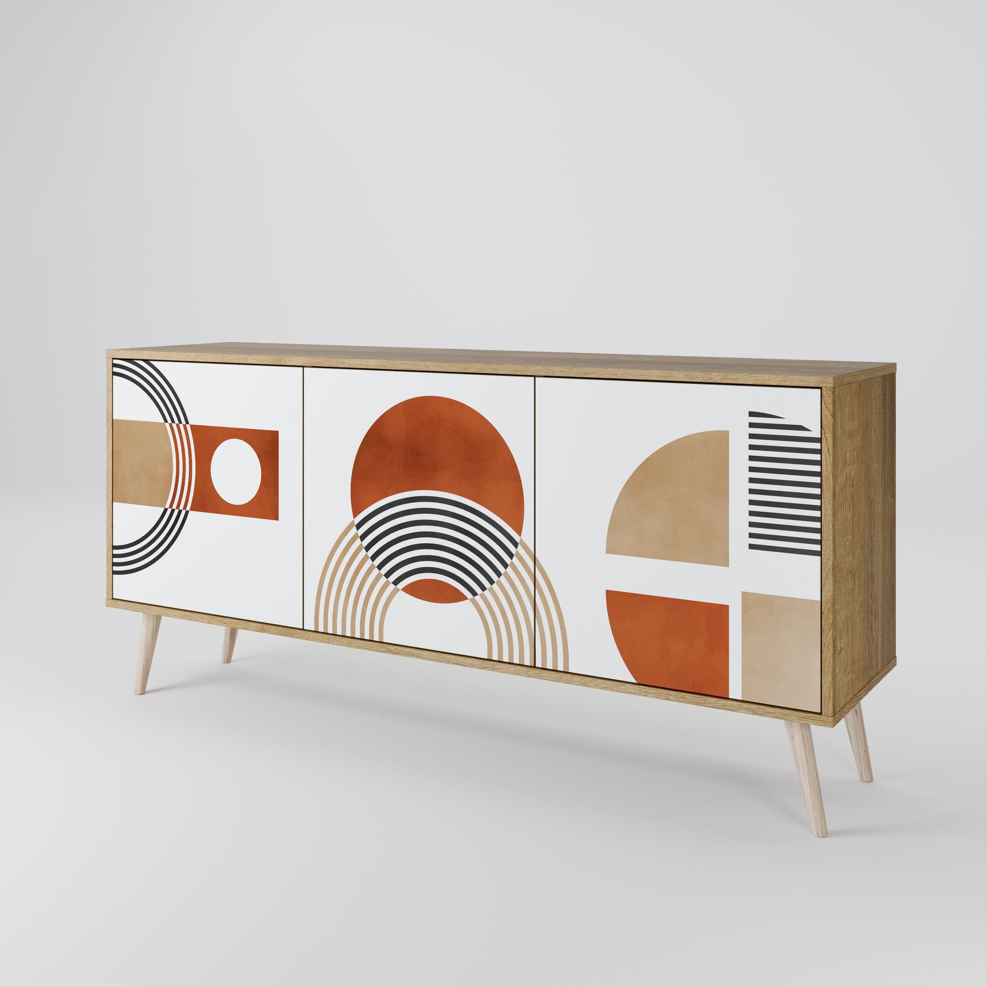 Buffet 3 portes CIRCLE RHYTM effet chêne