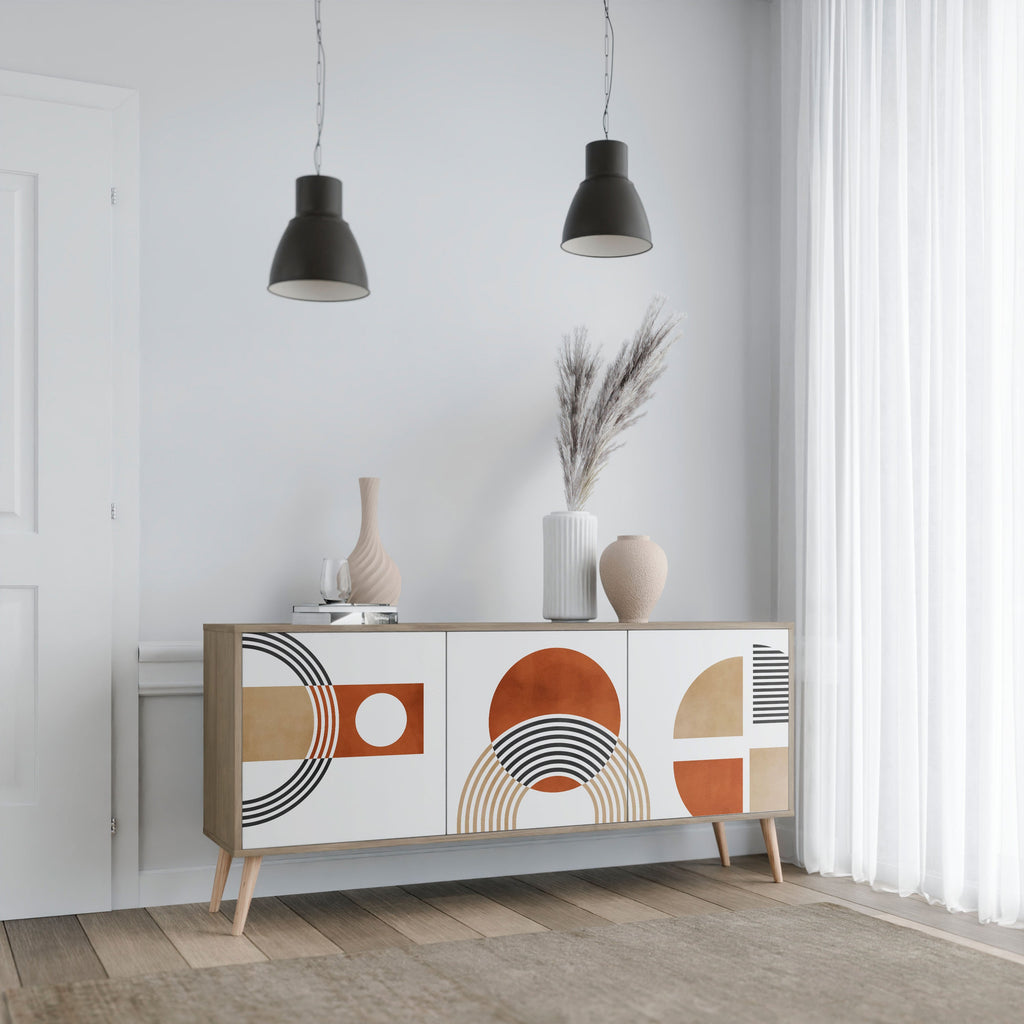Buffet 3 portes CIRCLE RHYTM effet chêne
