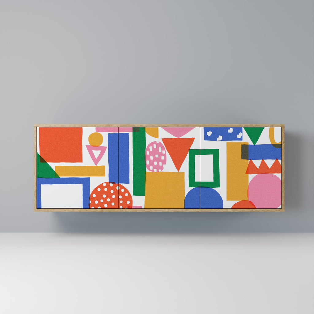 GEOMETRIC GLIMMER 3-Door Sideboard in Oak Effect