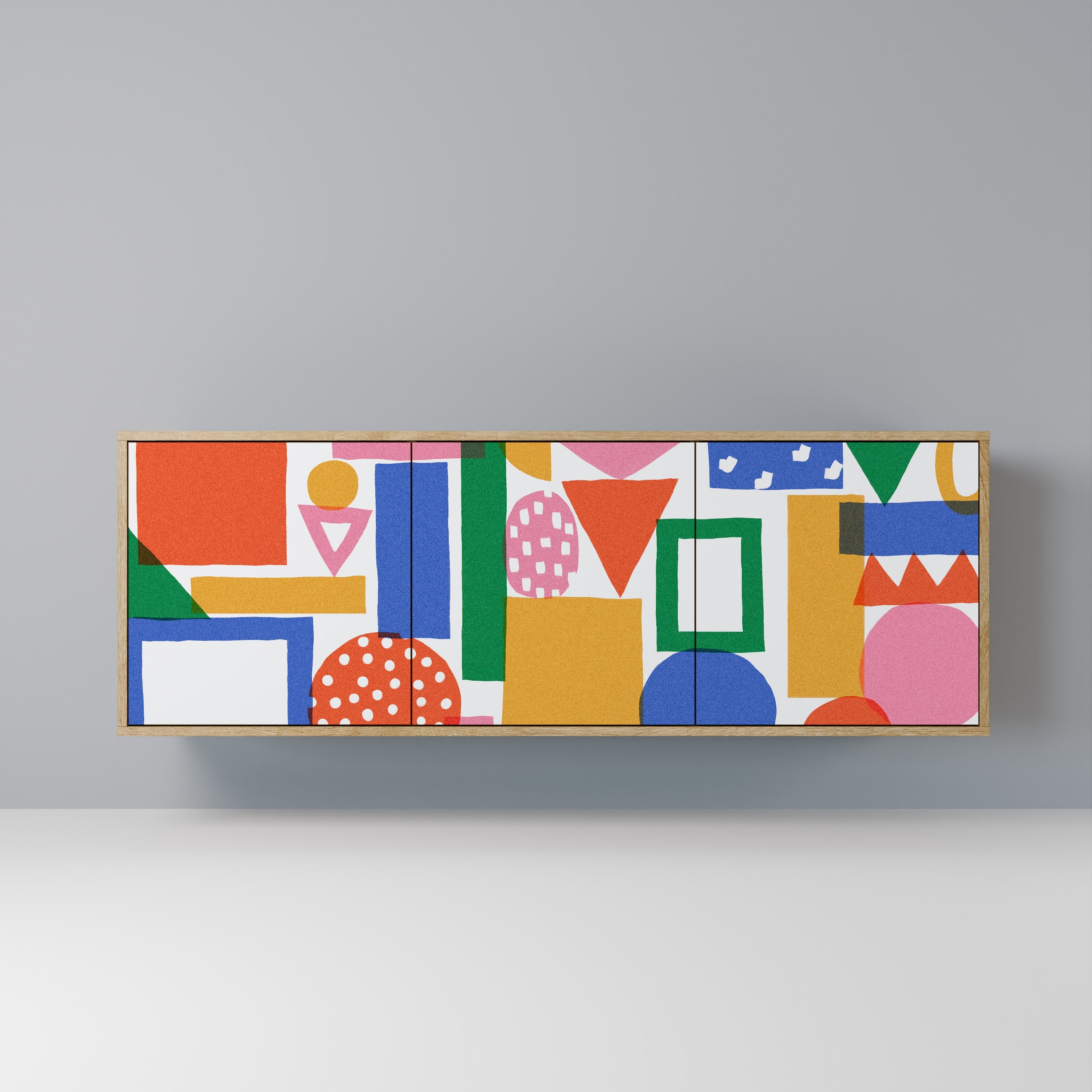 Buffet 3 portes GEOMETRIC GLIMMER effet chêne