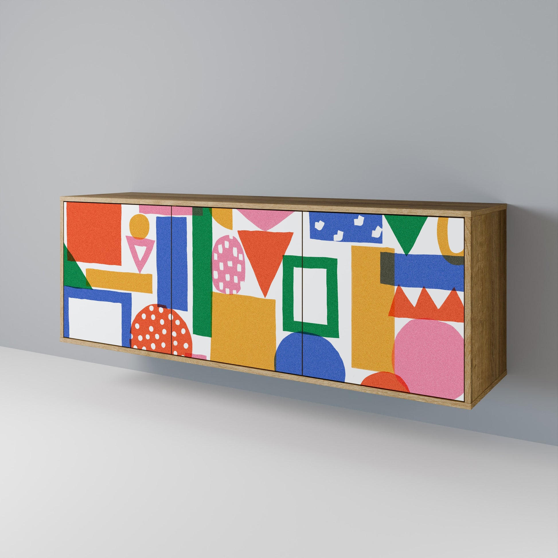 Buffet 3 portes GEOMETRIC GLIMMER effet chêne