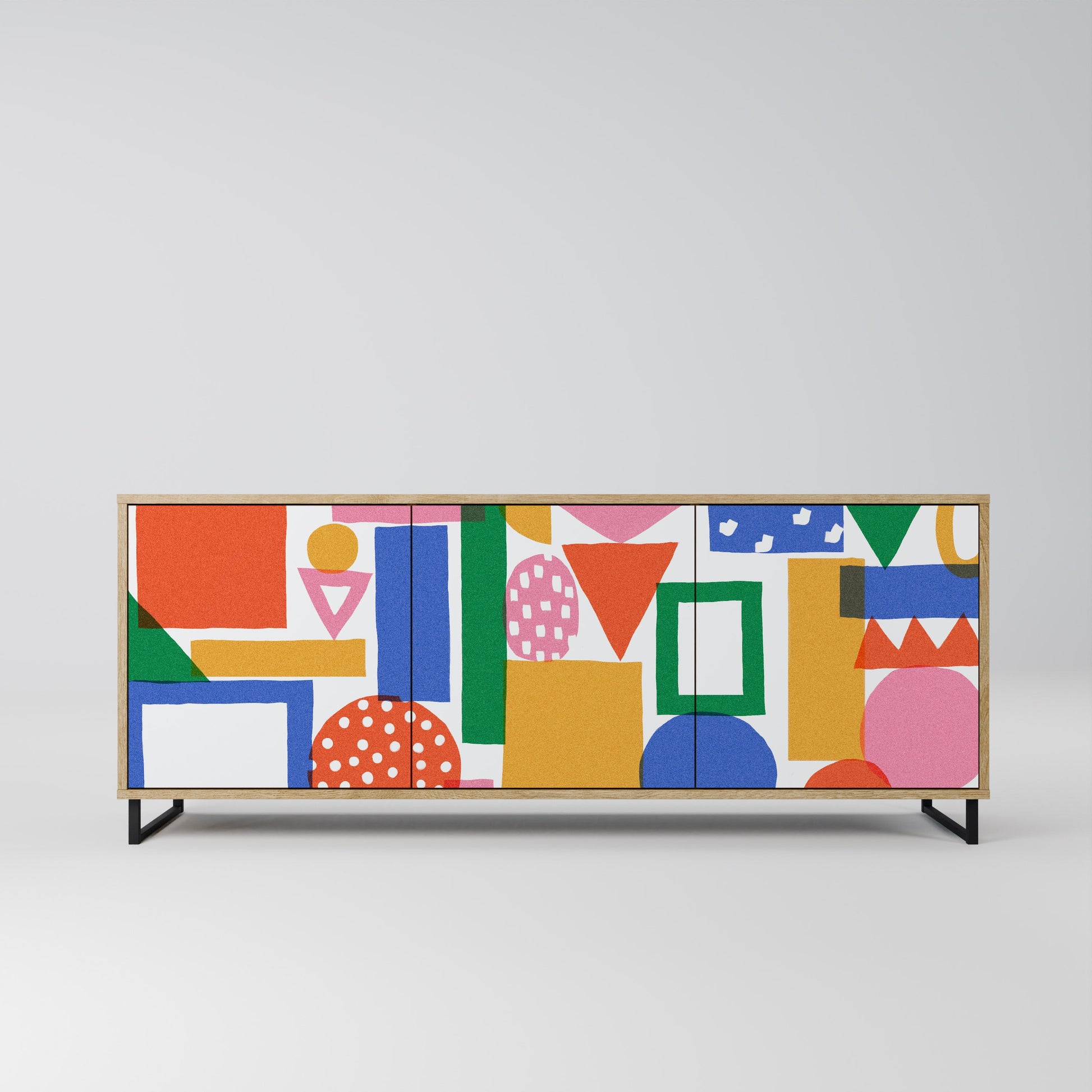 Buffet 3 portes GEOMETRIC GLIMMER effet chêne