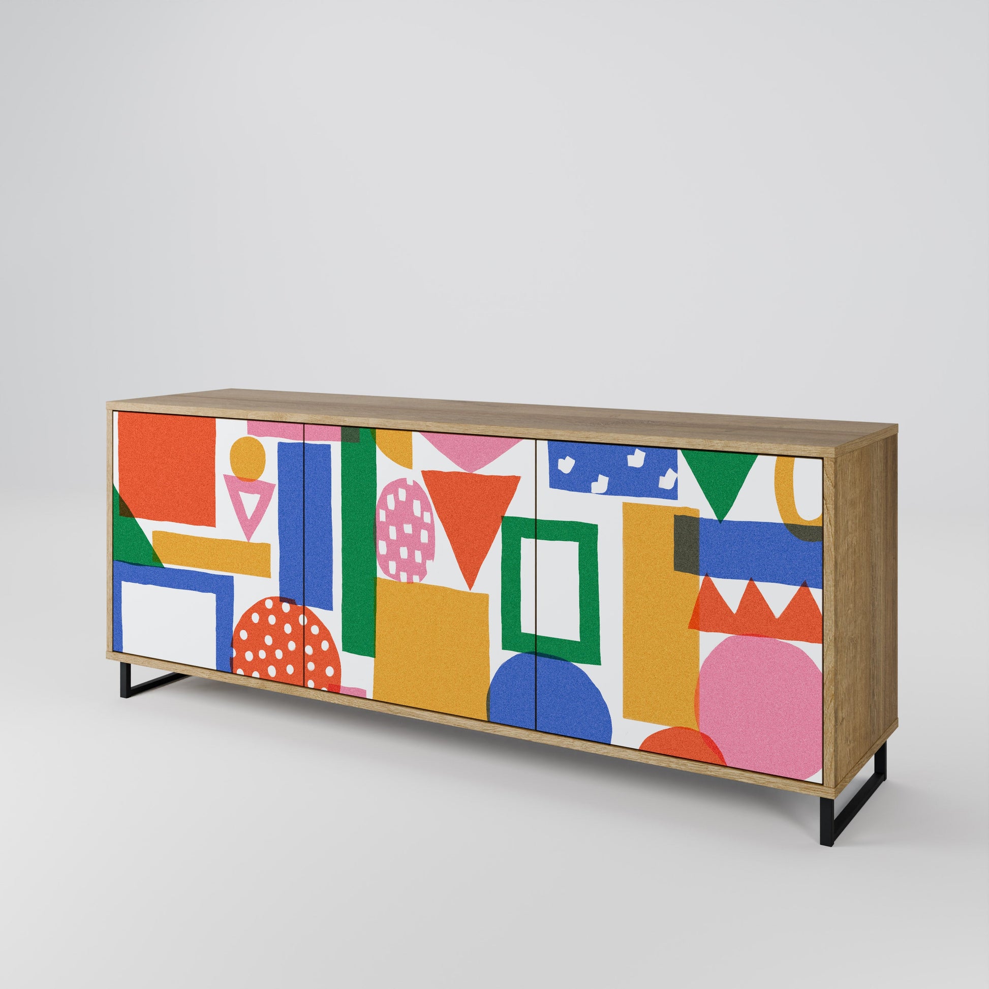 Buffet 3 portes GEOMETRIC GLIMMER effet chêne