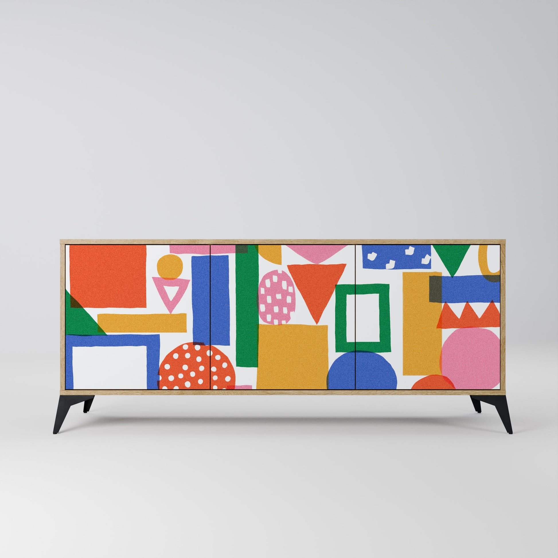 Buffet 3 portes GEOMETRIC GLIMMER effet chêne