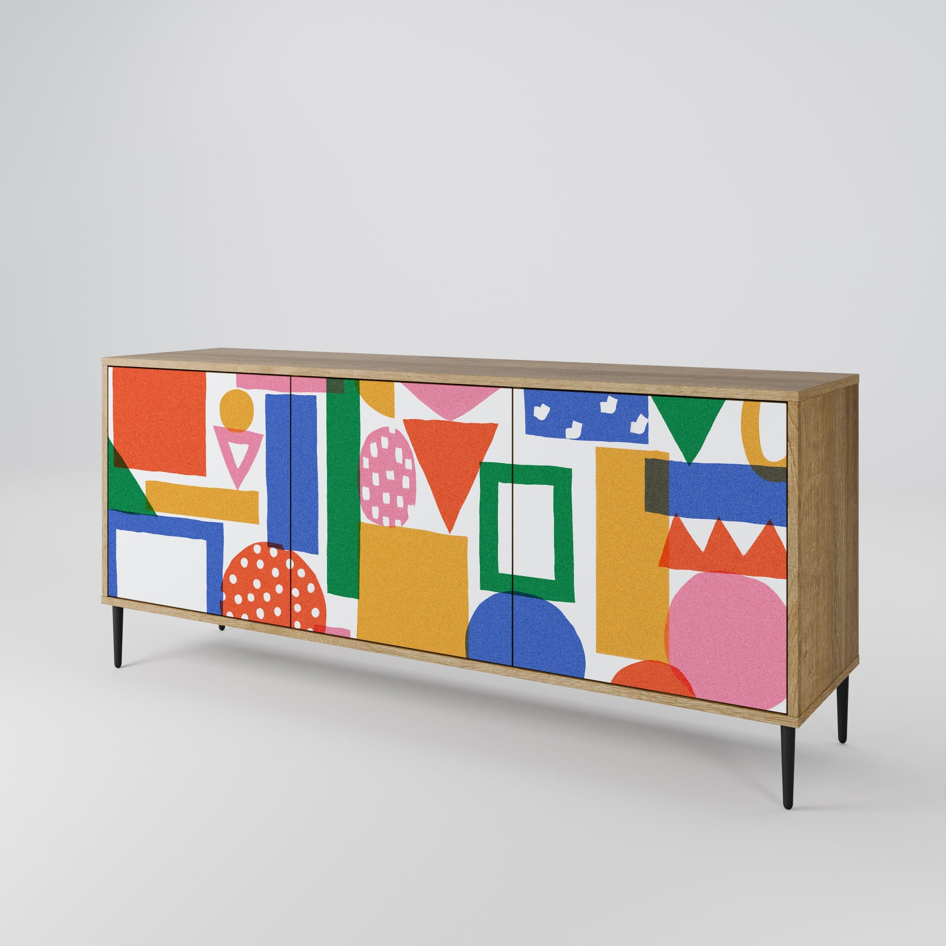 Buffet 3 portes GEOMETRIC GLIMMER effet chêne