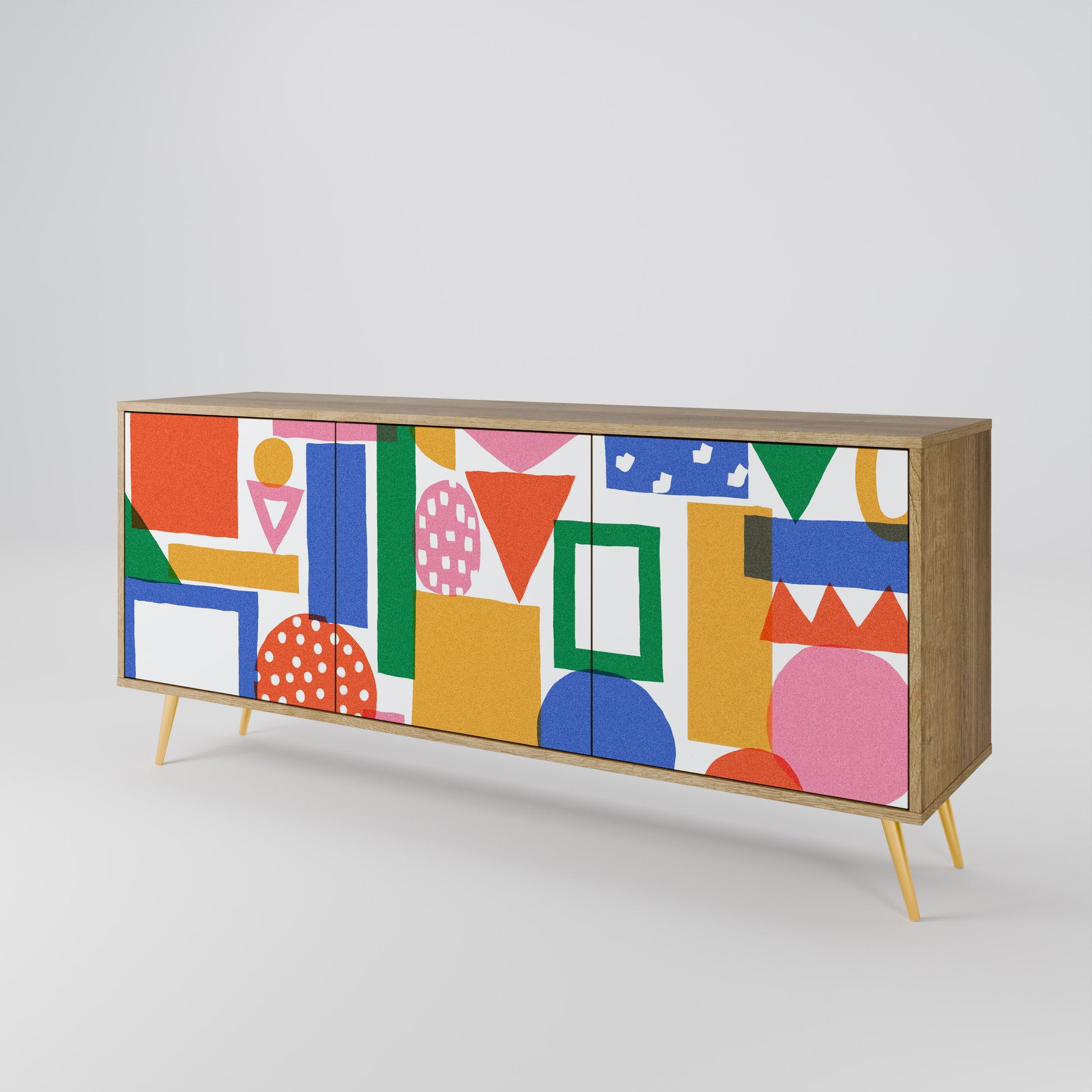 Buffet 3 portes GEOMETRIC GLIMMER effet chêne