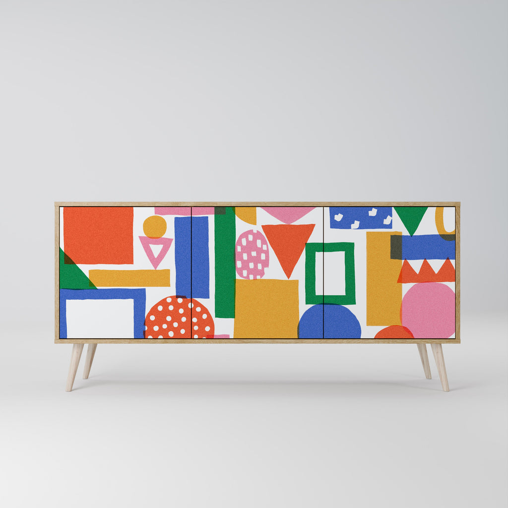 GEOMETRIC GLIMMER 3-Door Sideboard in Oak Effect