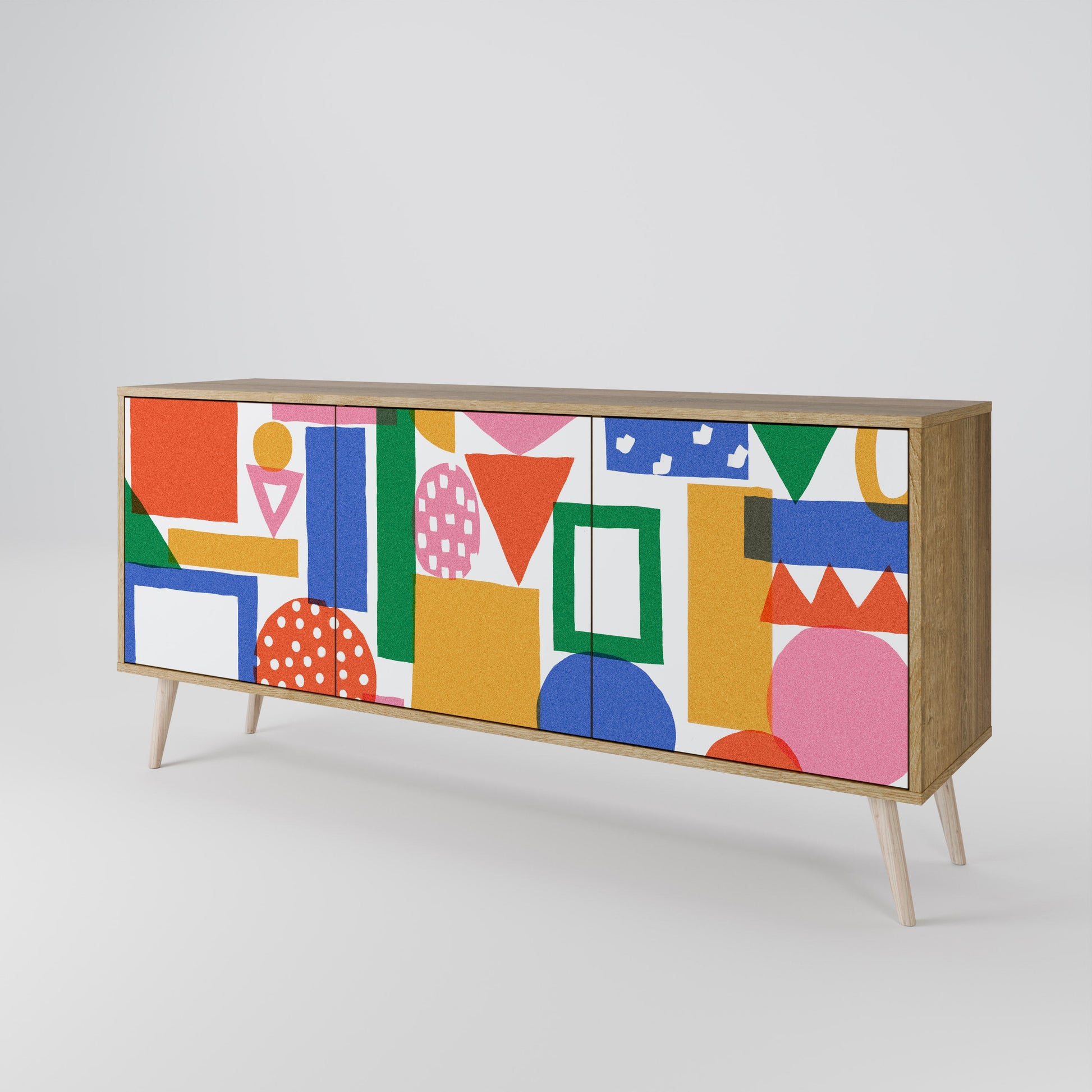Buffet 3 portes GEOMETRIC GLIMMER effet chêne