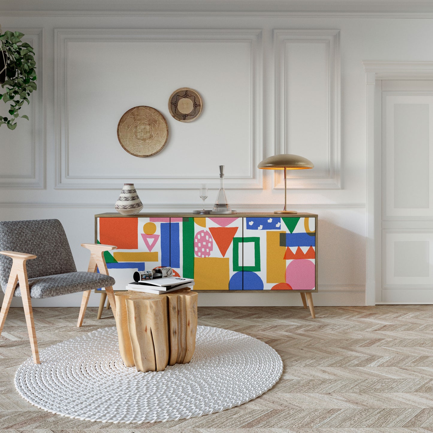 GEOMETRIC GLIMMER 3-Door Sideboard